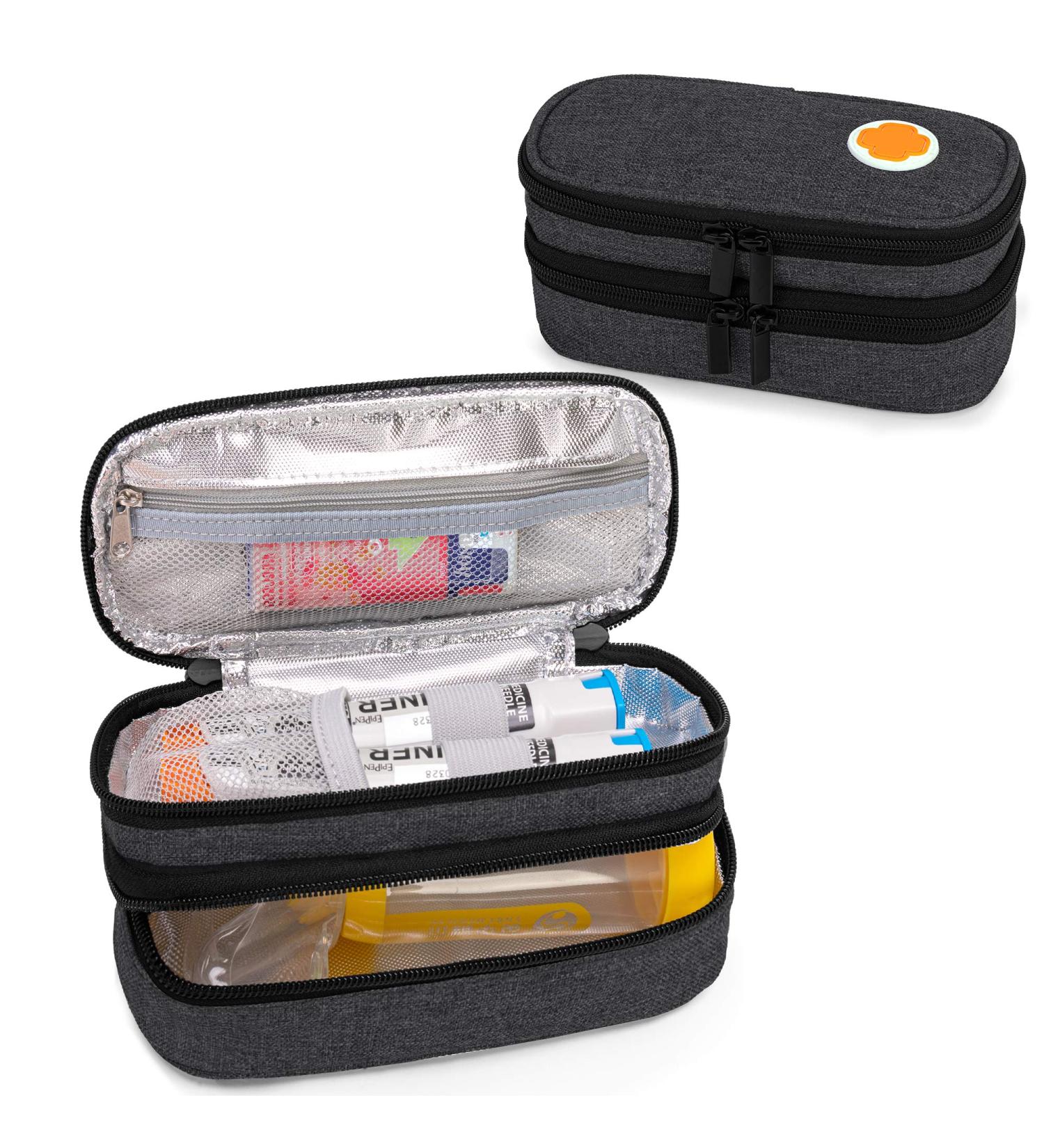 Buy Curmio Double Layer Adrenaline Travel Bag - Portable Storage for EpiPens AUVI-Q & Asthma Inhaler | Black - Buy Online on GoSupps.com
