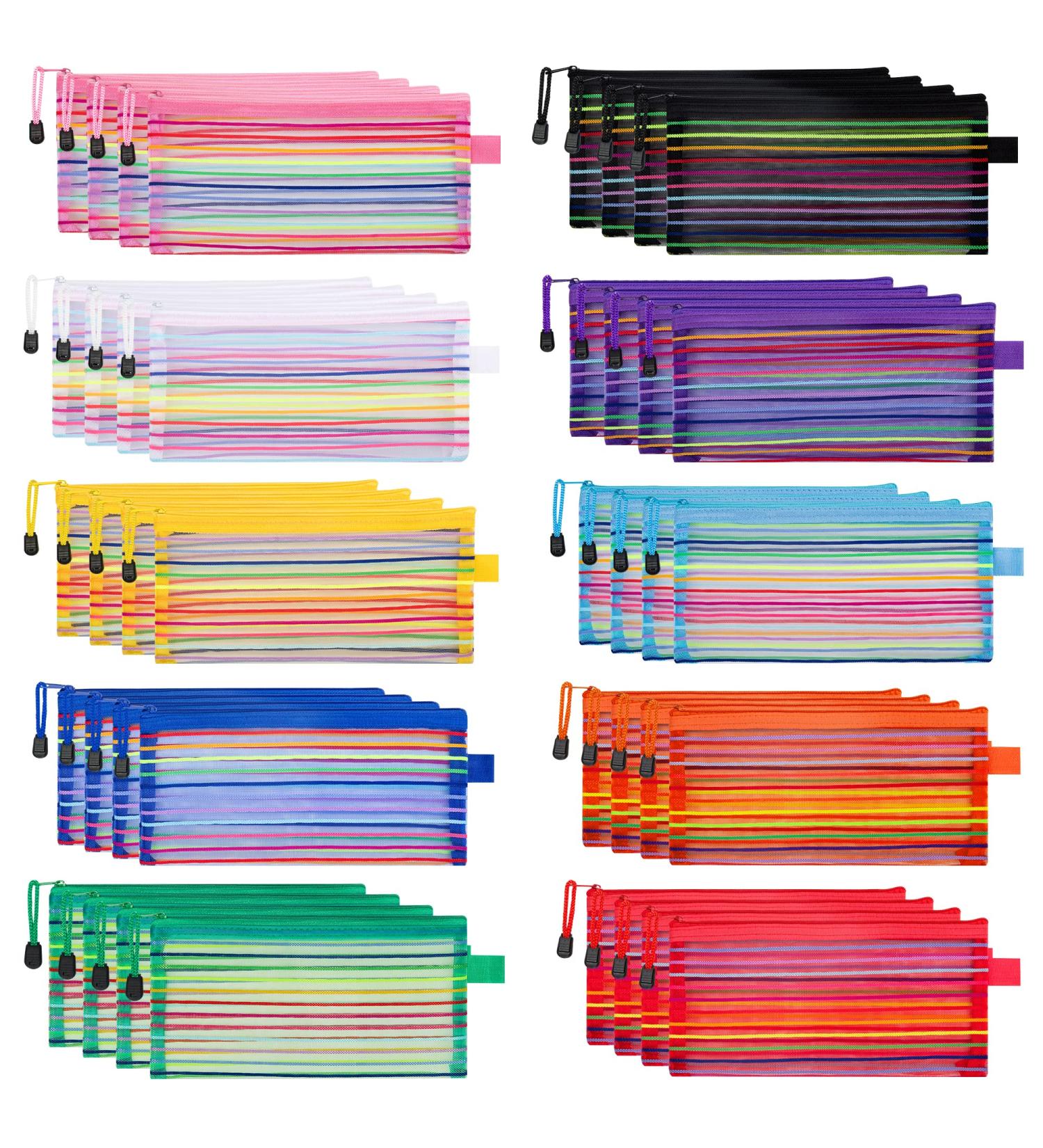 JARLINK 40 Pack 10 Colors Zipper Mesh Pouch  Storage Pouches Multipurpose Travel Bags for Office Supplies Cosmetics Travel Accessories Multicolor multicolored-b - Buy Online on GoSupps.com