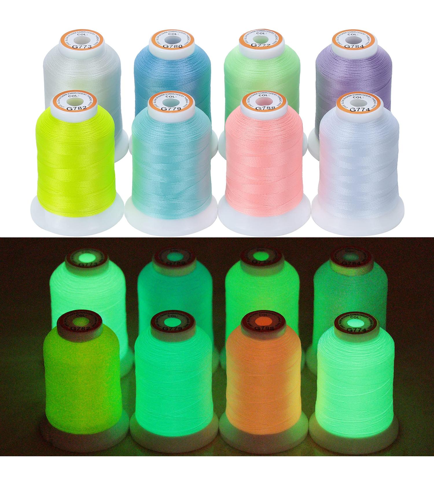 New brothread 8 Colors Luminary Glow in The Dark Embroidery Thread Kit 30WT 500M Spools for Embroidery, Quilting, Sewing - Buy Online on GoSupps.com