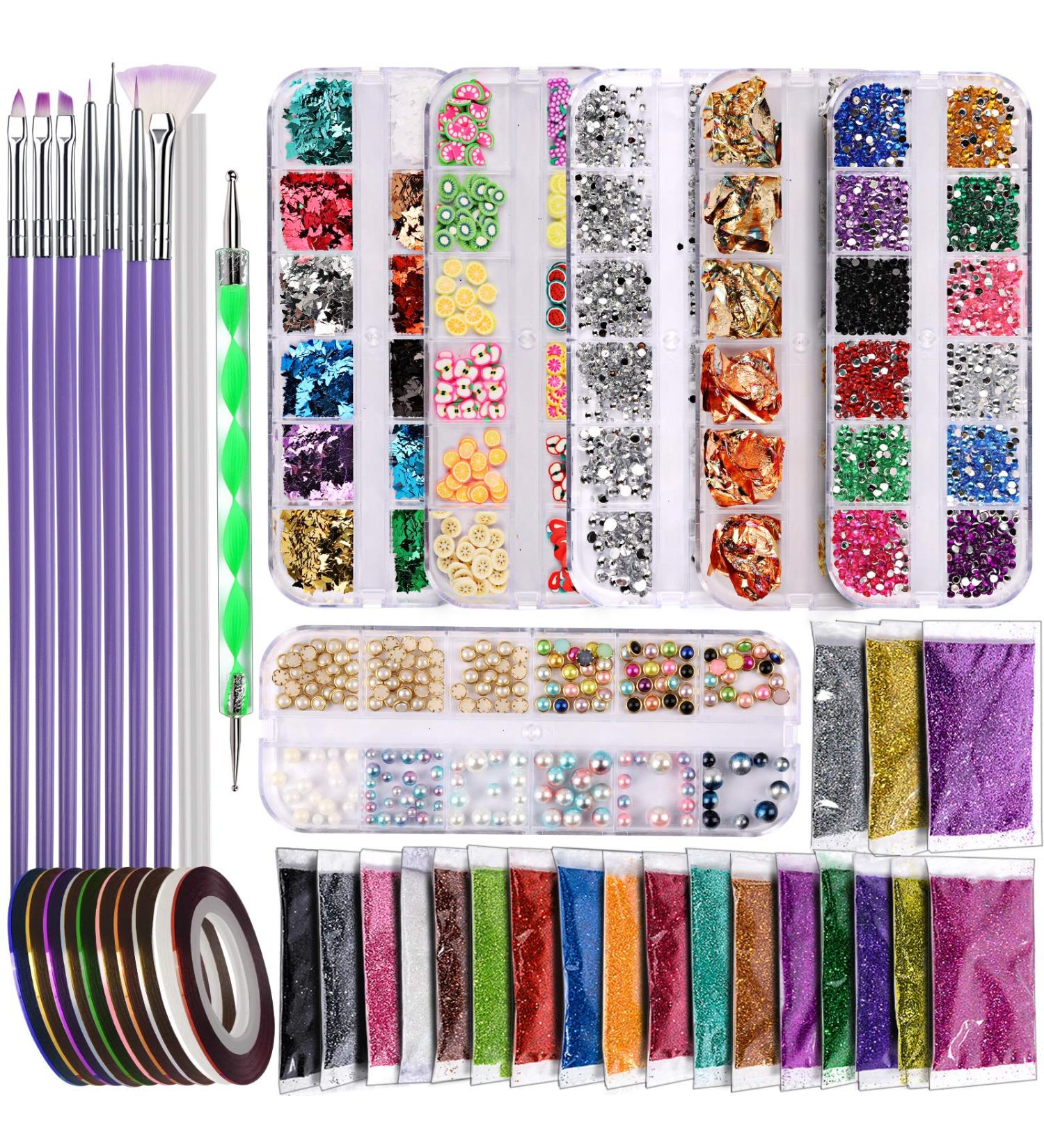 Teenitor Nail Art Decoration Kit - Brushes, Glitters, Rhinestones, Stickers & More - Buy Online on GoSupps.com