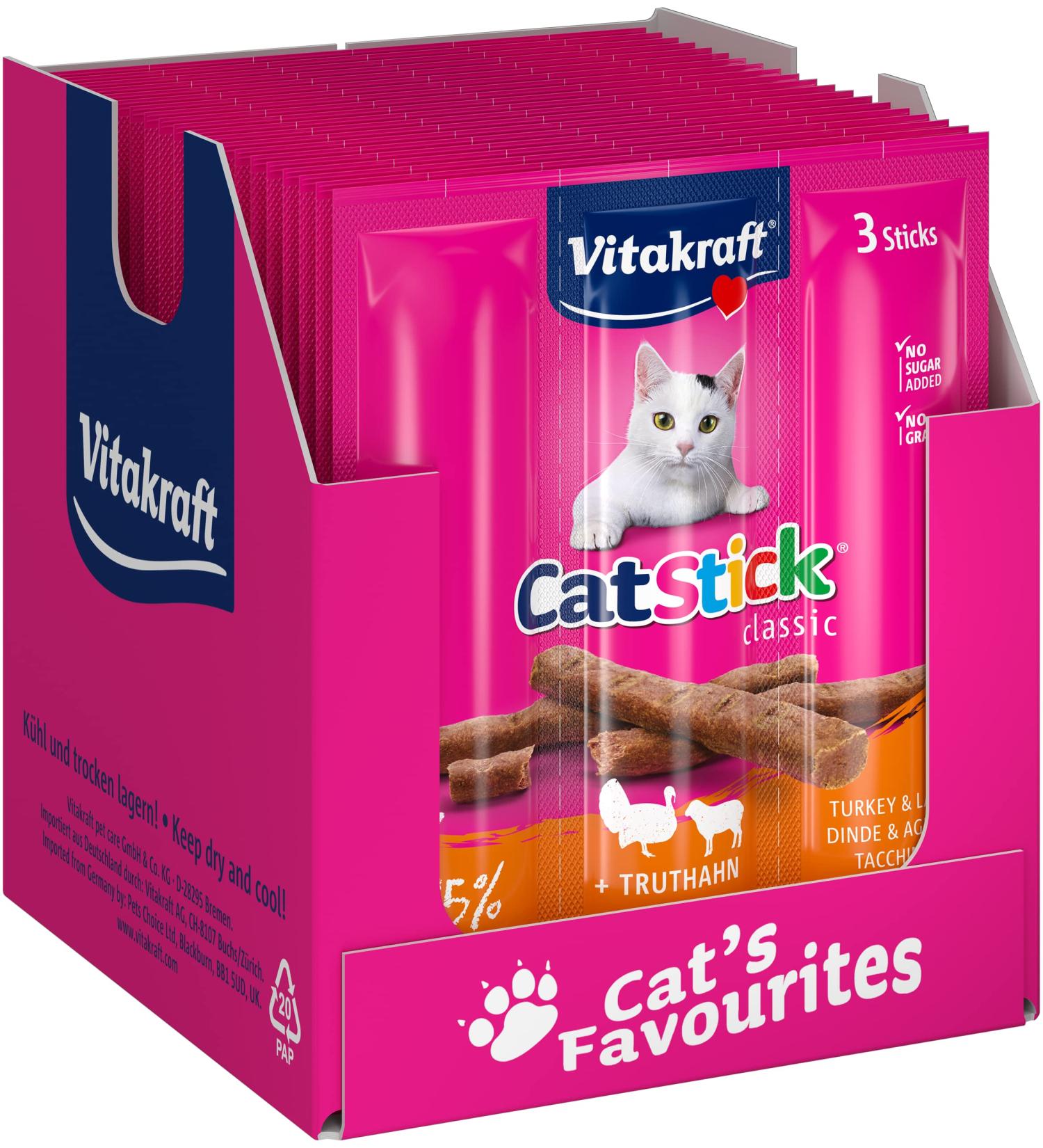 Vita Power Cat Stick Classic - Meaty Mini Sticks with Turkey & Lamb | Grain-Free Cat Snack (20x3 pcs 18g) - Buy Online on GoSupps.com