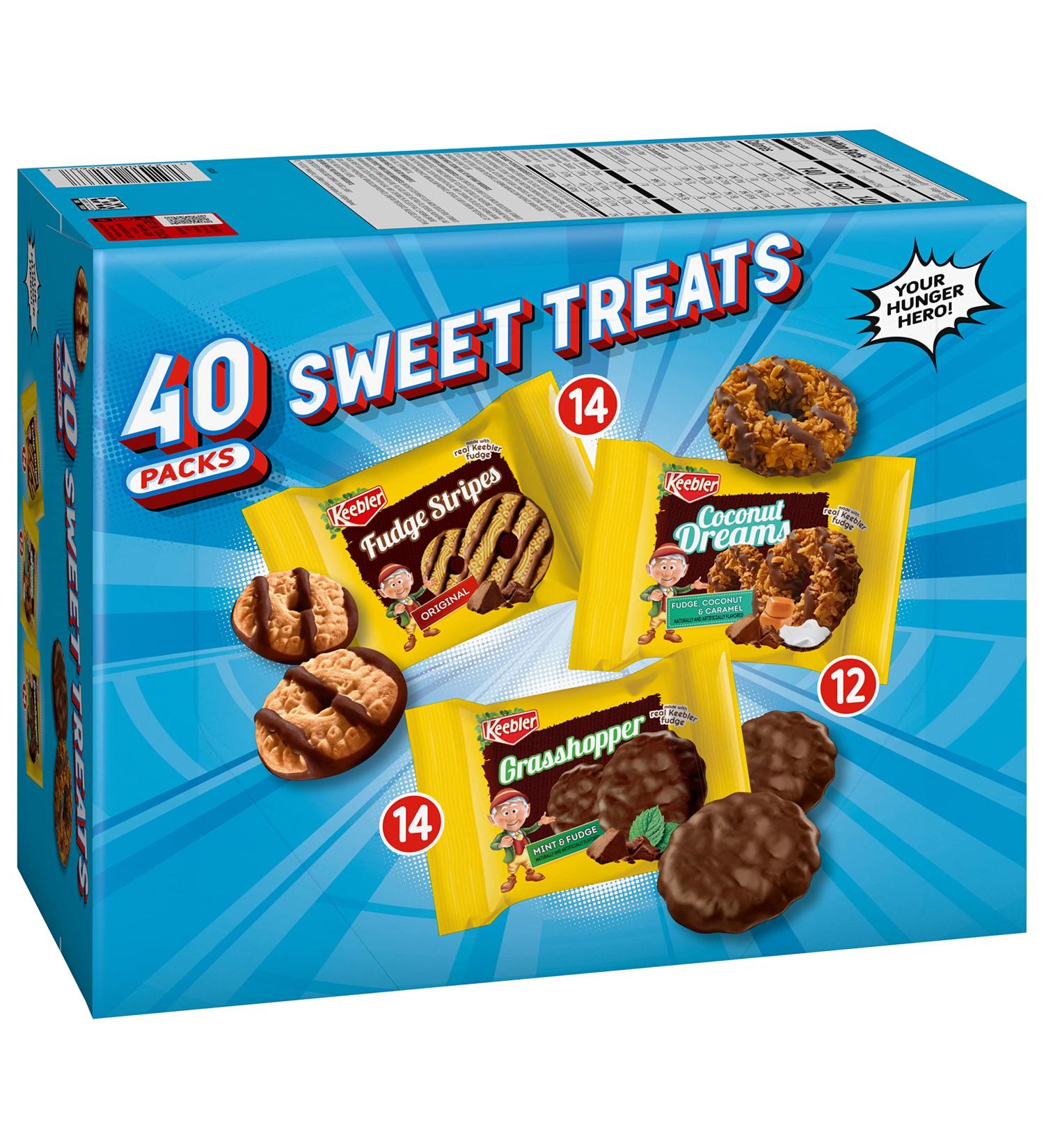 OTG Keebler Cookies Variety Pack | Fudge Stripes, Grasshopper, Coconut Dreams | Individually Wrapped | Sweet & Crunchy Snacks | 40 Pack, 2 Cookies Each - Buy Online on GoSupps.com