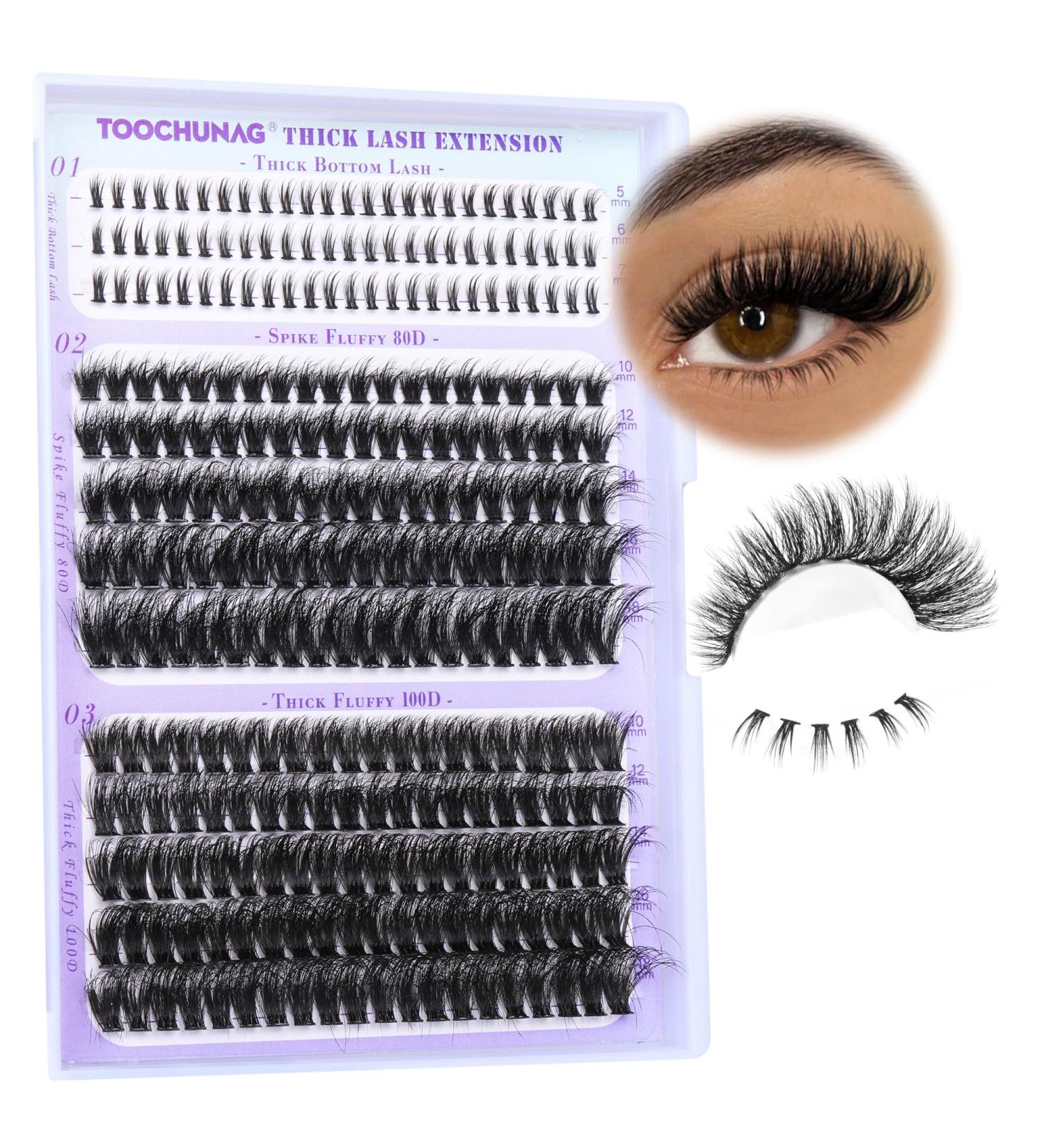 Buy TOOCHUNAG Fluffy Lash Clusters & Bottom Lashes - Wispy Individual Eyelash Extensions 10-18mm | DIY Curly Lash Extensions at Home - Buy Online on GoSupps.com