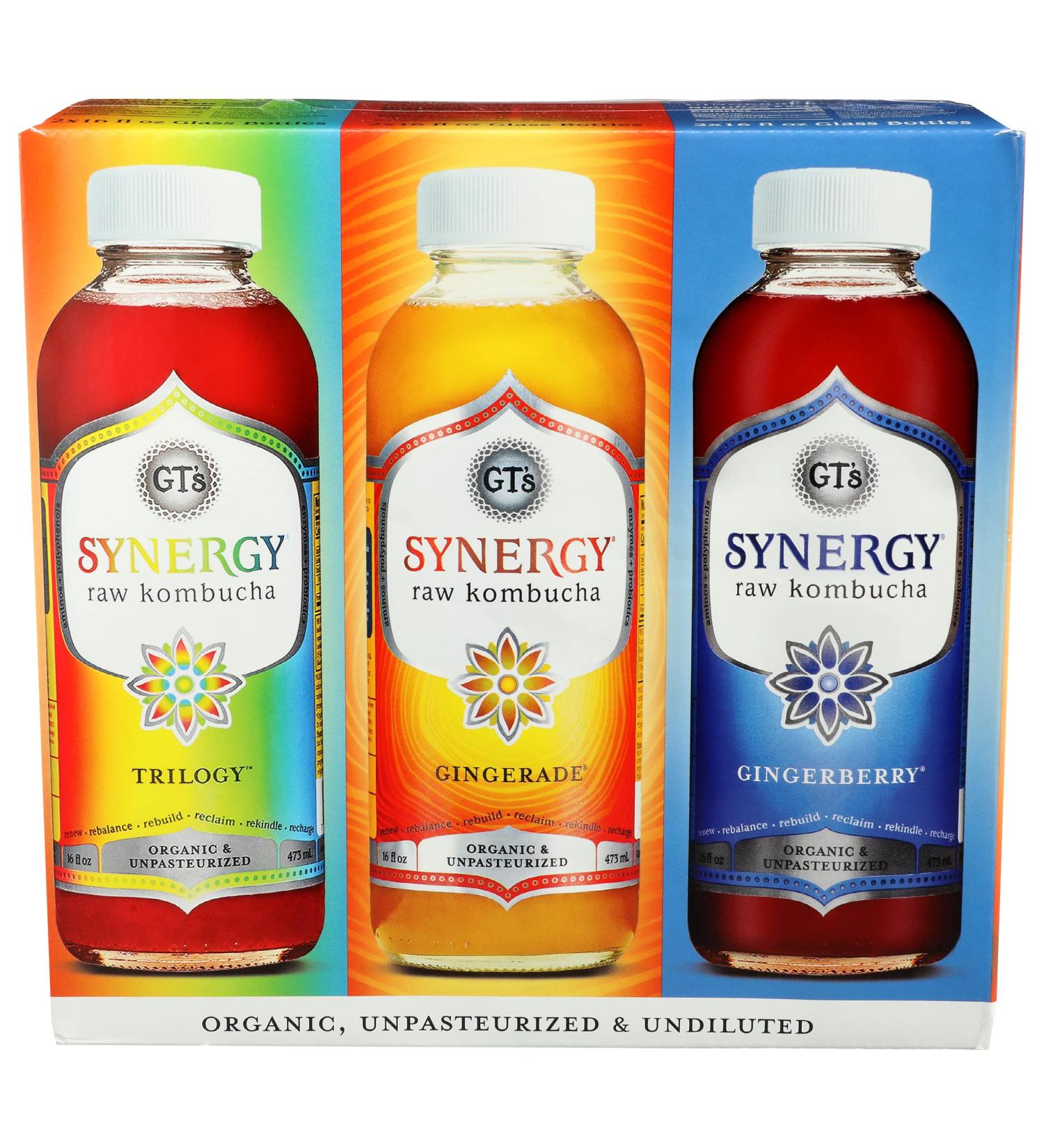 GTs Living Foods Organic Synergy Kombucha Variety 6 Pack - 16 FZ | Buy Online - Buy Online on GoSupps.com