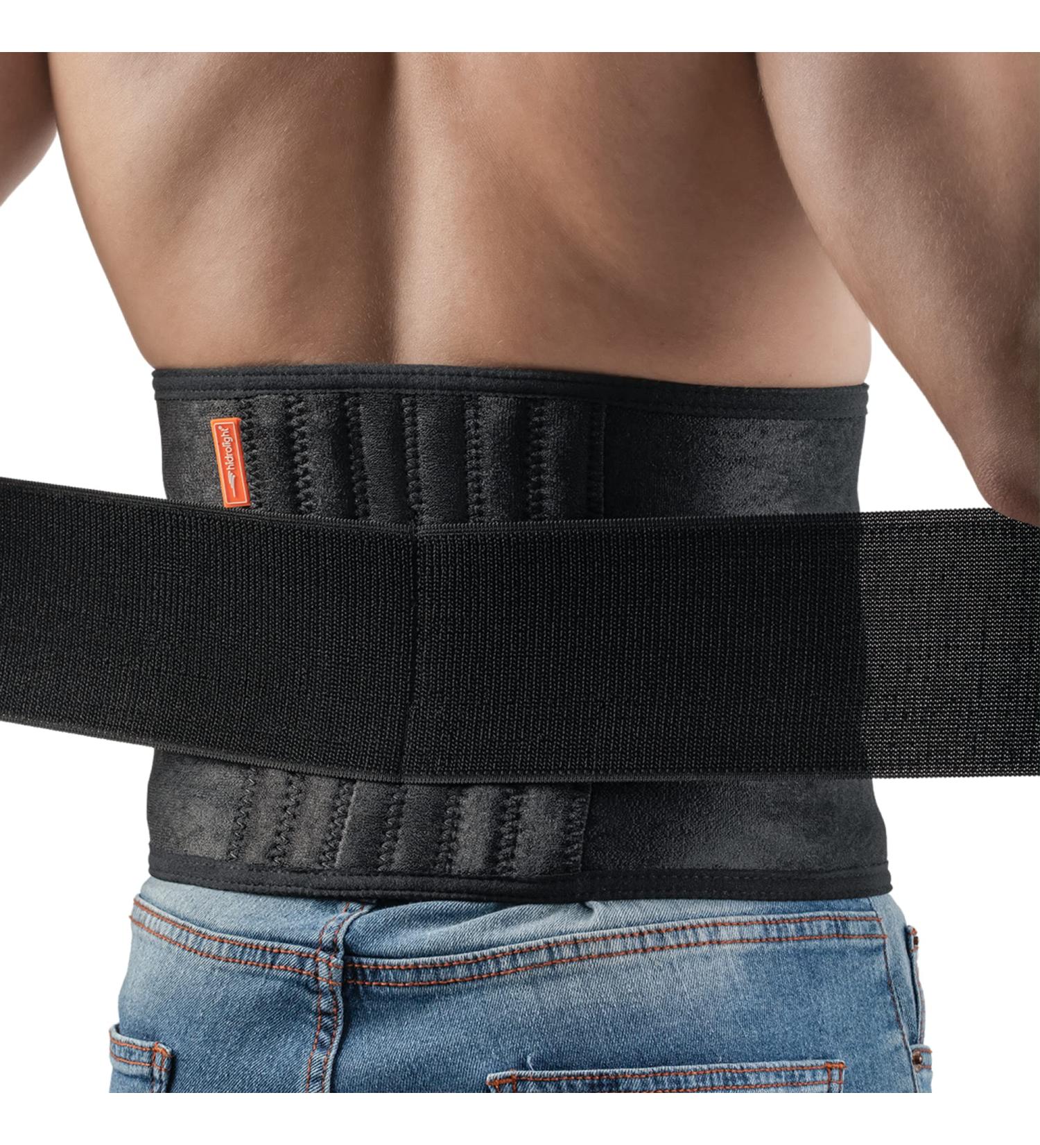 Buy Lumbar Strap with Flexible Steel Rods - Back Pain Relief & Posture Corrector for Men & Women - Sciatica & Scoliosis Support - One Size Black - Buy Online on GoSupps.com