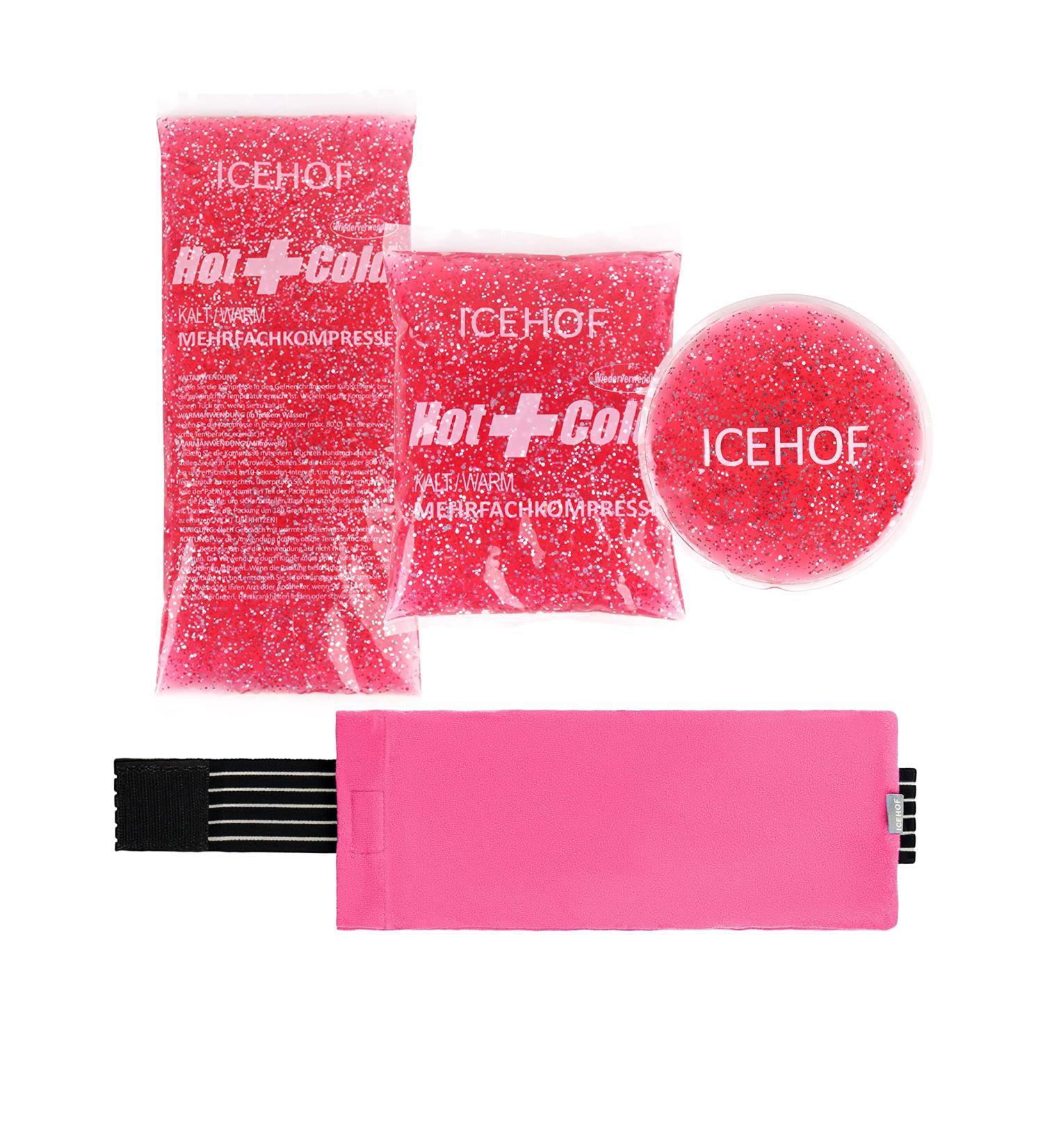 IceHOF Cooling Pads (3x) - Fleece Shell Soft & Long-Lasting Relief | Pink Gel Cooling Compress & Bags - Buy Online on GoSupps.com