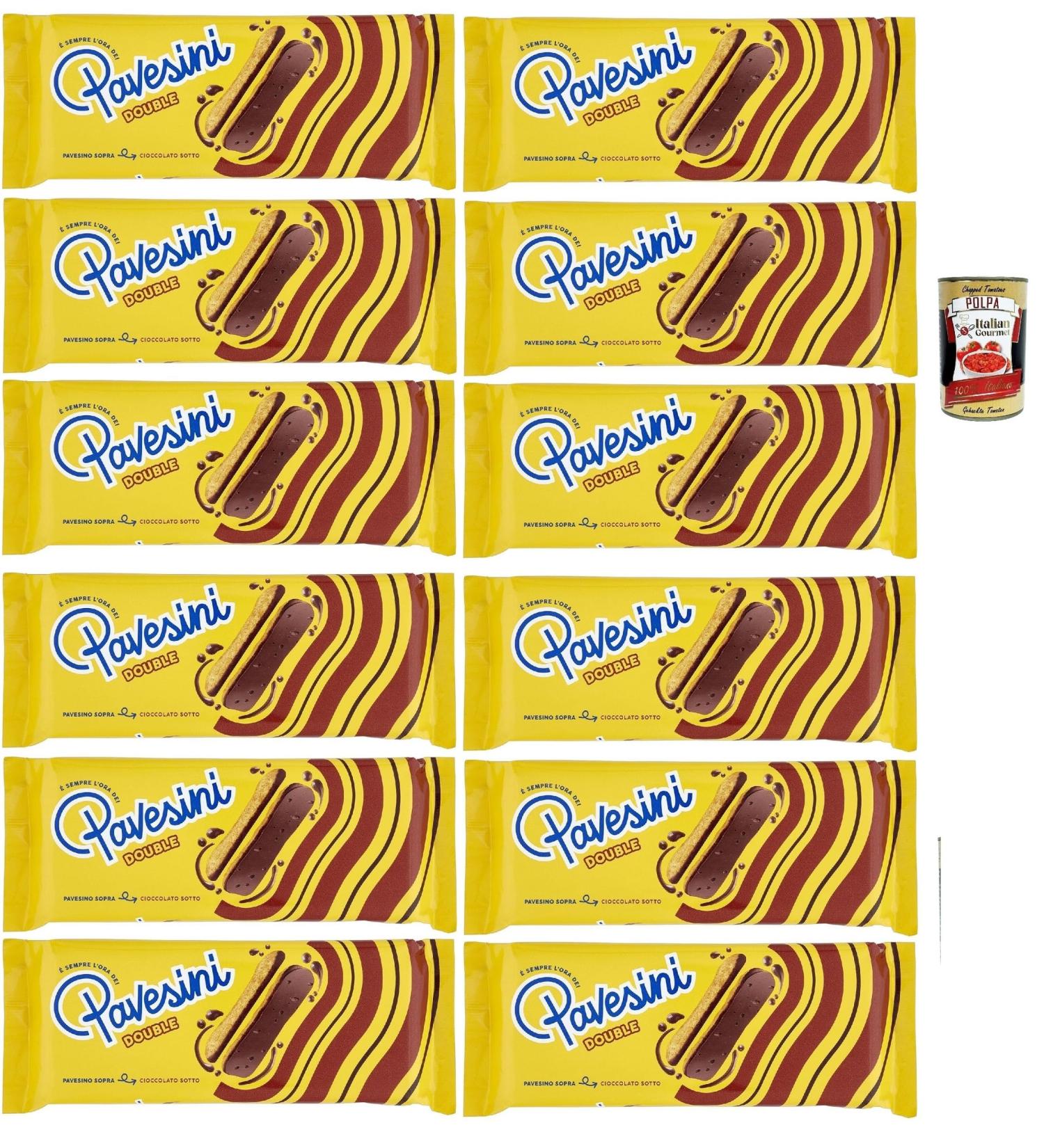 Pavesi Pavesini Double Crispy Snack with Chocolate Fondant Crispy Dark Chocolate Snack Light Snack 12 x 60 g + Italian Gourmet Pulp 400 g - Buy Online on GoSupps.com
