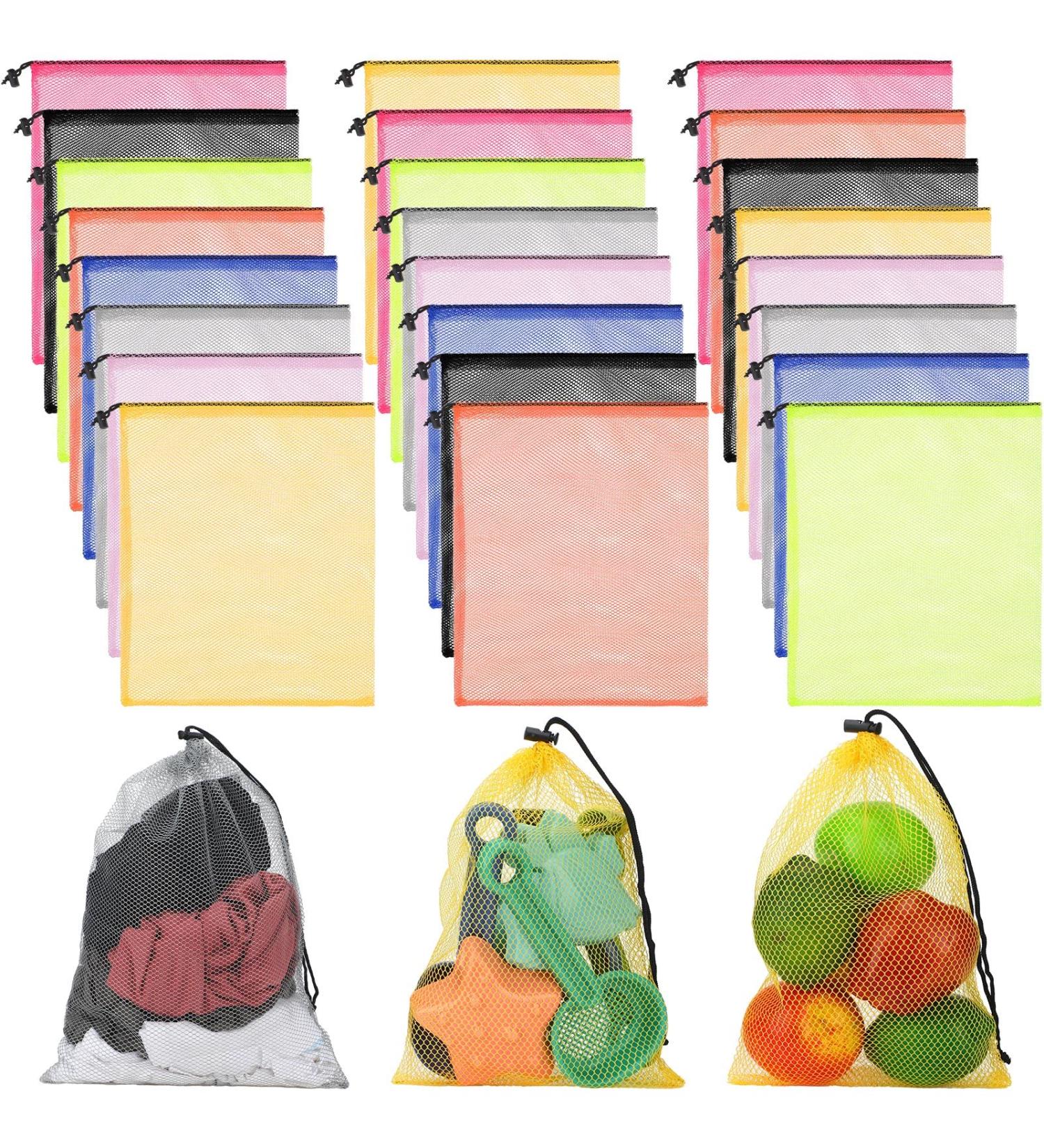Funtery 24 Pcs Mesh Laundry Bags - Drawstring Soccer Basketball Stuff Sack - Camping Nylon 8x12 Inch - Buy Online on GoSupps.com