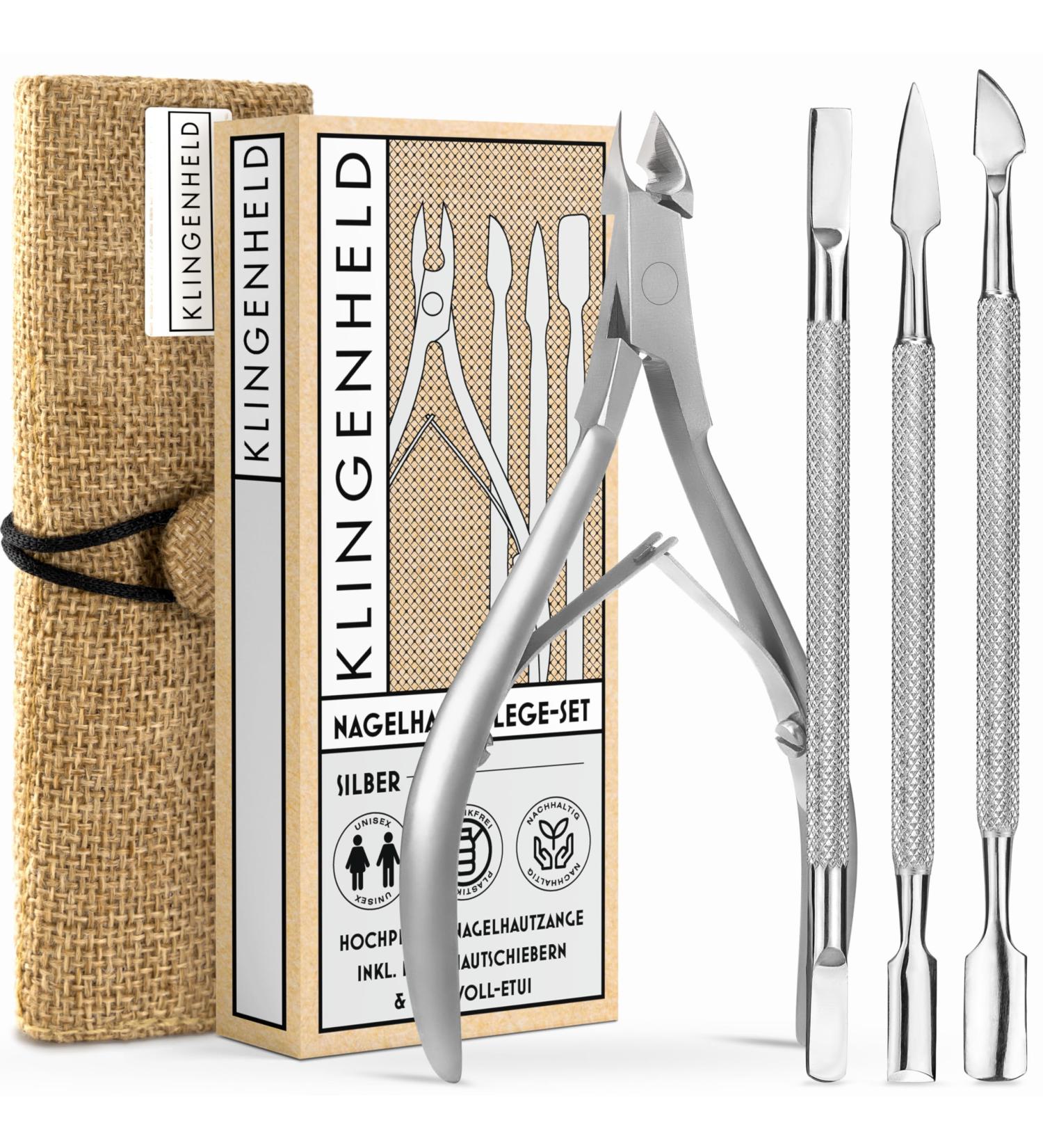 Klingenheld Precise Nail Skin Pliers & Nail Shaver - Extra Sharp Eco-Friendly Cotton Travel Etui - Perfect for Cheek & Nail Care - Buy Online on GoSupps.com