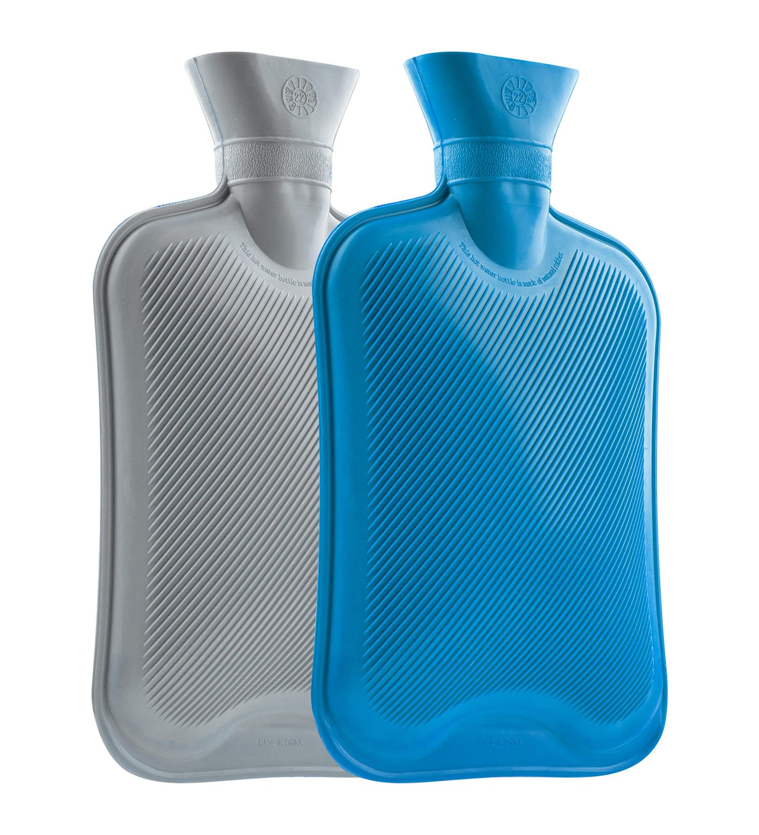 Buy Durable 1.8L Rubber Heat Bottles - 2 & 3 Pack Perfect for Kids & Adults - Hot Water Bottle without Cover (Grey/Blue) - Buy Online on GoSupps.com
