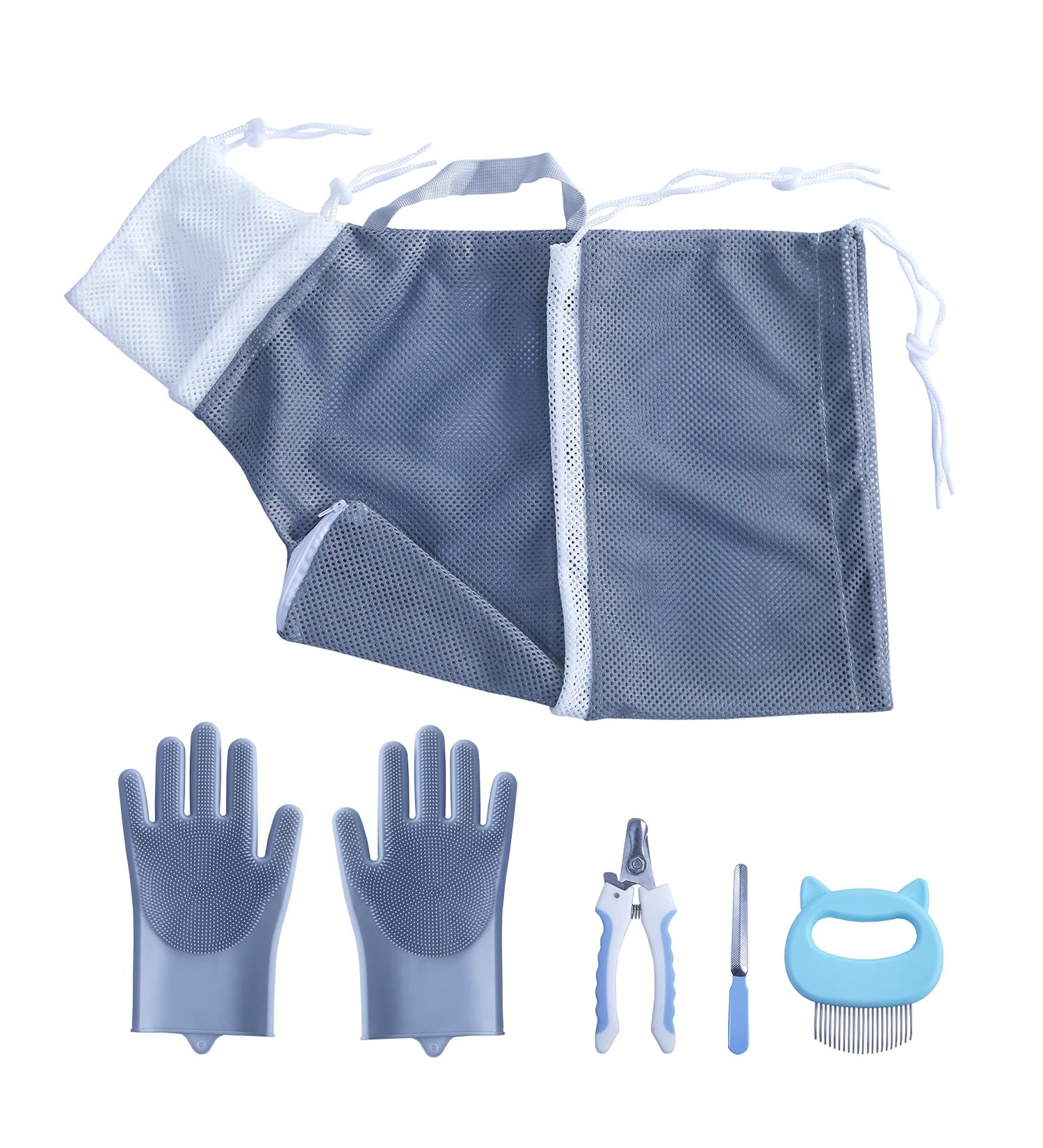 KlerRoem Cat Bathing Bag- Anti-Bite & Anti-Scratch Mesh Grooming Bag for Cats Under 11 lbs (Grey) - Buy Online on GoSupps.com