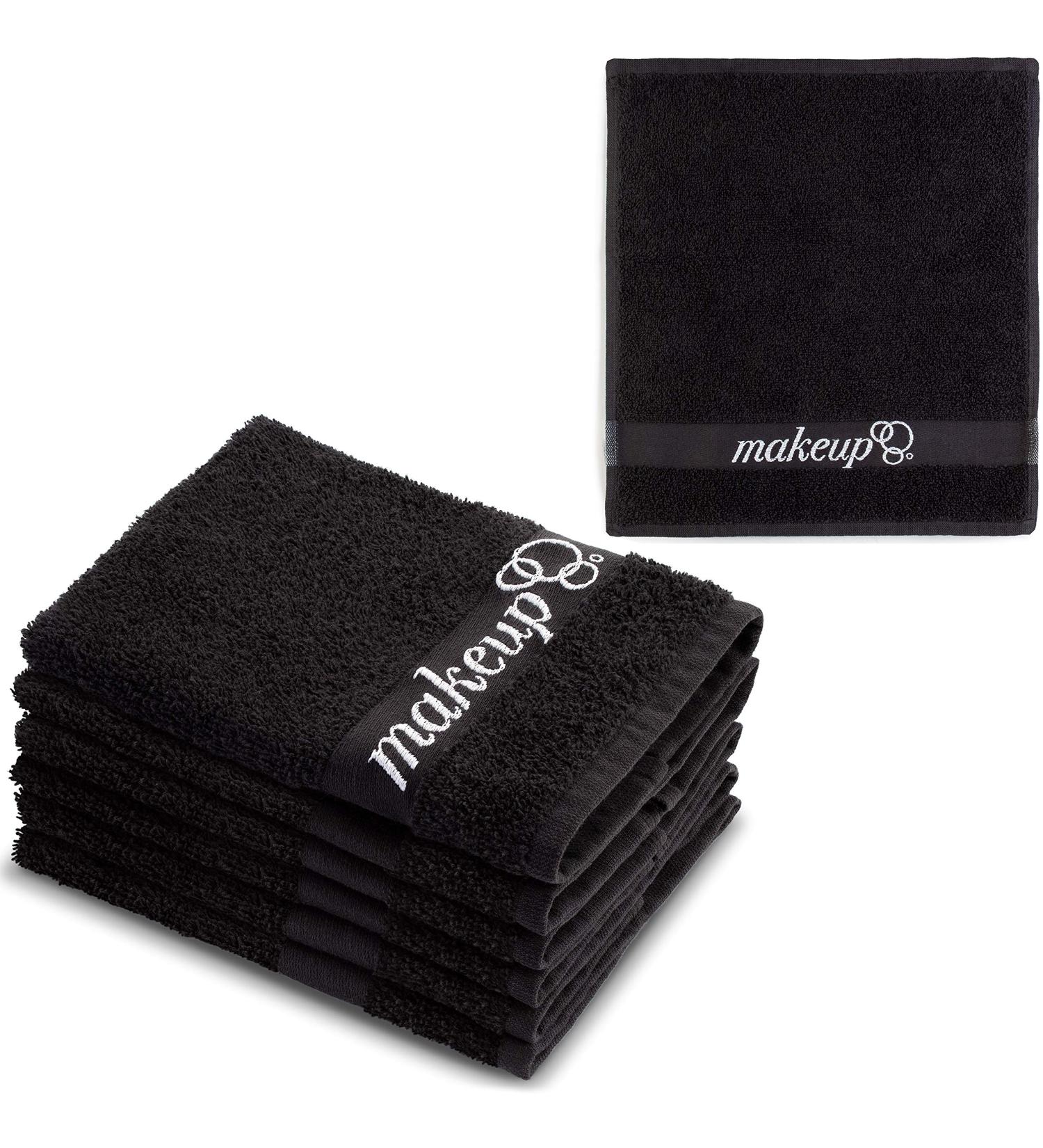 FABBPRO Set of 6 Black Makeup Remover Cloth Towels 13x13 | Ultra Soft 100% Cotton | Made in Turkey | Gentle & Safe on Skin - Buy Online on GoSupps.com