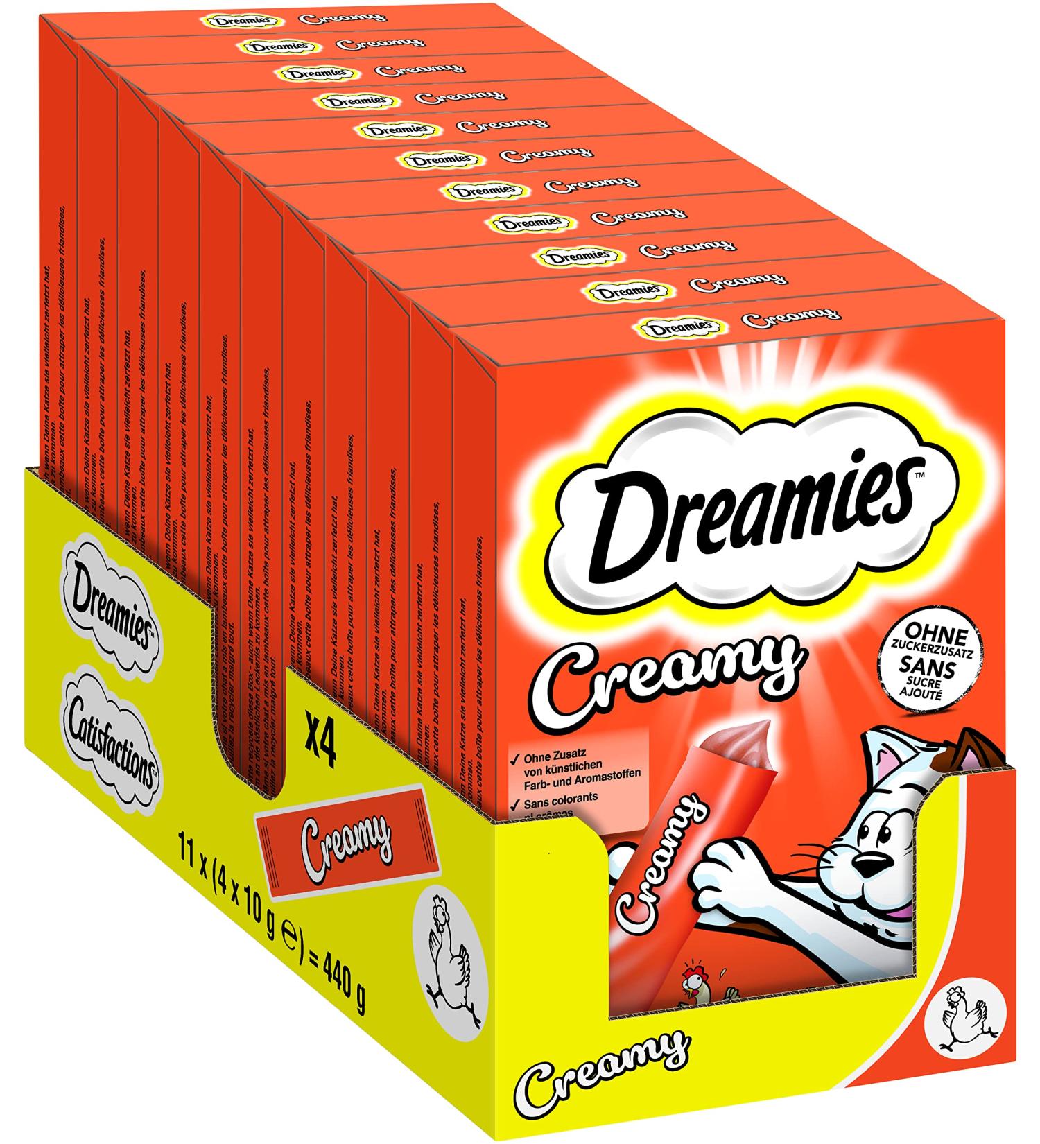 Dreamies Creamy Chicken Cat Treats - 44 Portions of Delicious Snacks | 11 Pack (40g) - Buy Online on GoSupps.com