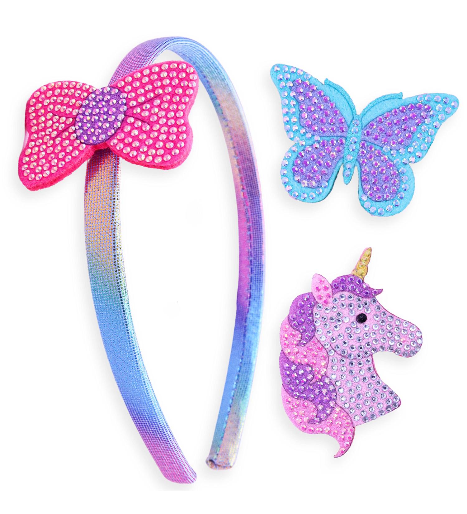 FROG SAC Sparkle Charm Headbands for Girls | Interchangeable Butterfly, Bow, Unicorn Kids Headband | Rhinestone Hair Accessories for Toddlers and Little Girls - Buy Online on GoSupps.com