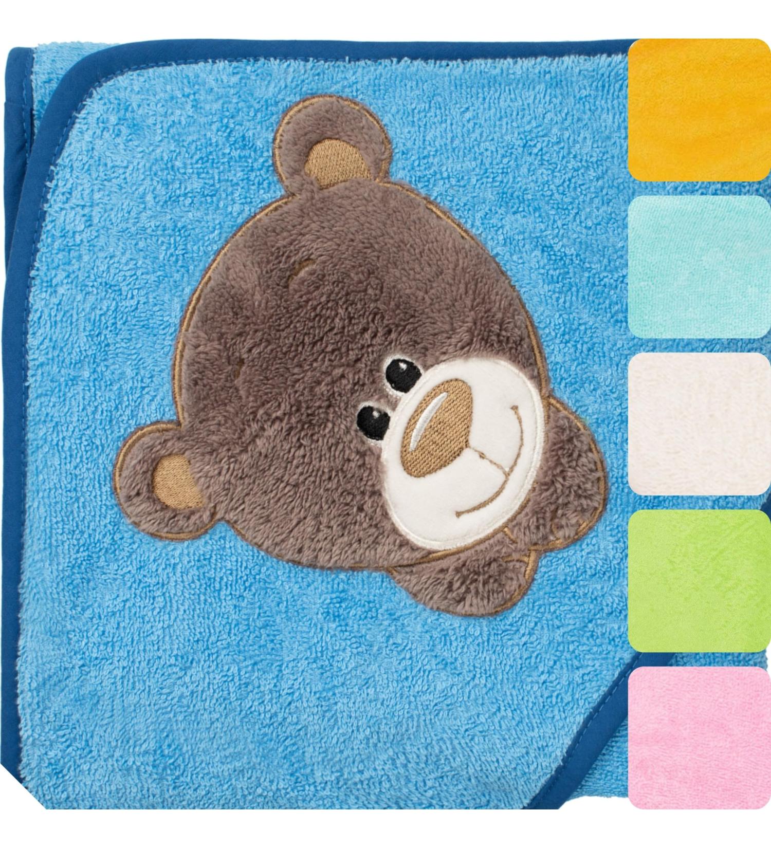 Morgenstern Hooded Baby Towel - 100x100 cm Cotton Oeko-TEX Bear Blue | Soft Absorbent & Perfect for Infants | International Shipping Available - Buy Online on GoSupps.com