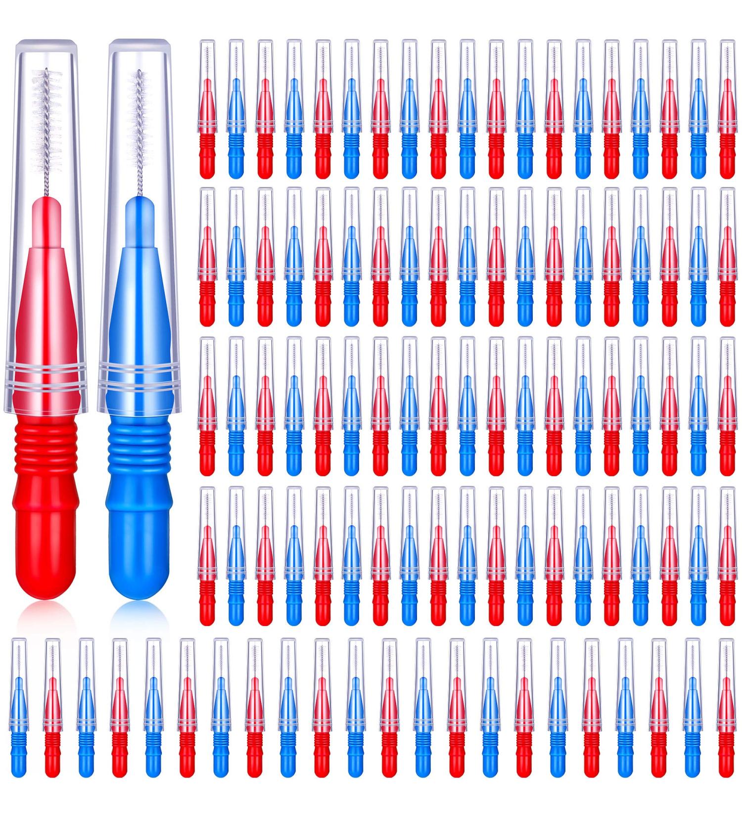100 Pcs Interdental Brush Flosser for Dental Hygiene - Red and Blue Toothpick Cleaners - Buy Online on GoSupps.com