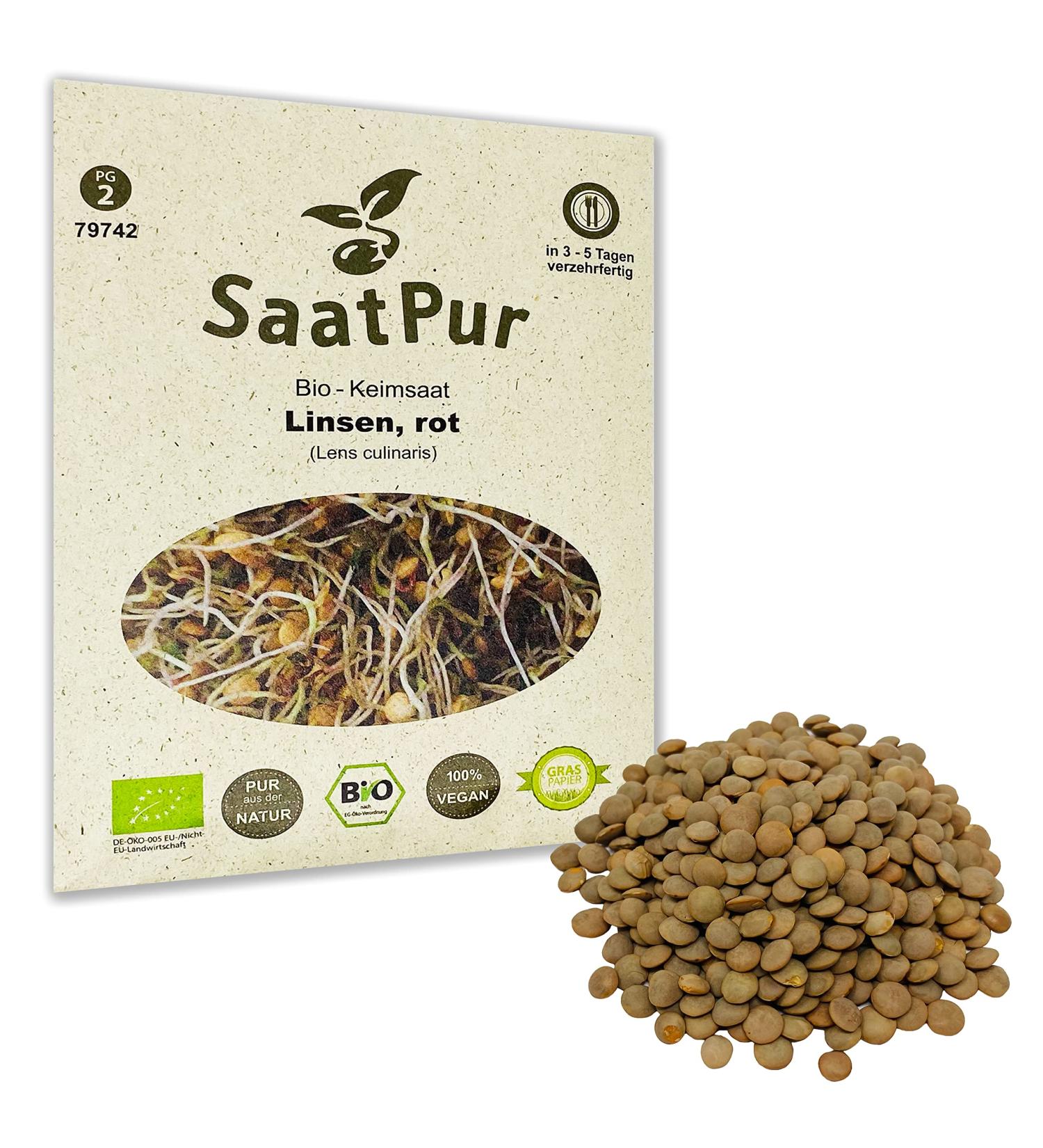 SaatPur Organic Red Lentil Sprouts - 75g Germination Seeds for Microgreens | International Shipping - Buy Online on GoSupps.com