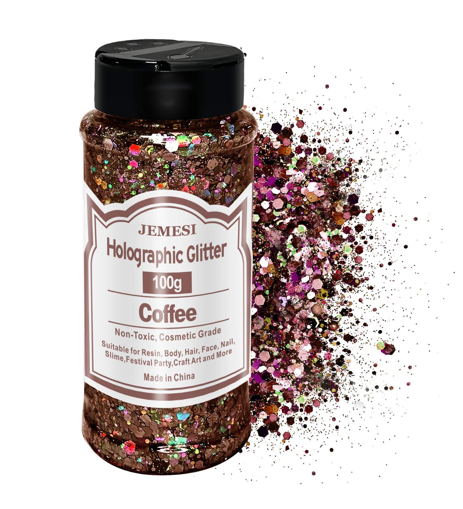 HOLOGY Chunky Glitter 100g - Coffee Color Sequins for Resin Face Nail Body Slime & Art Projects | Perfect for Festivals & Parties - Buy Online on GoSupps.com