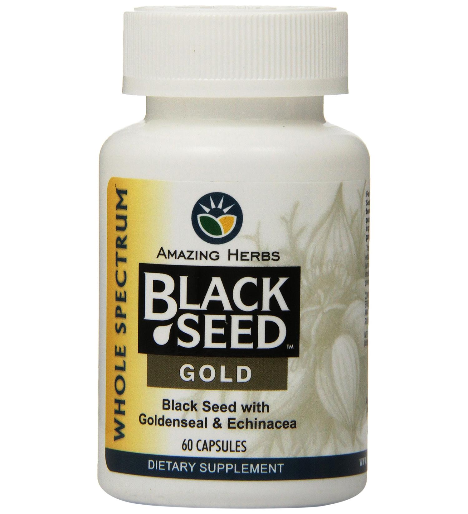 Buy Amazing Herbs Black Seed Gold with Goldenseal & Echinacea - 60 Capsules for Immune Support - Buy Online on GoSupps.com