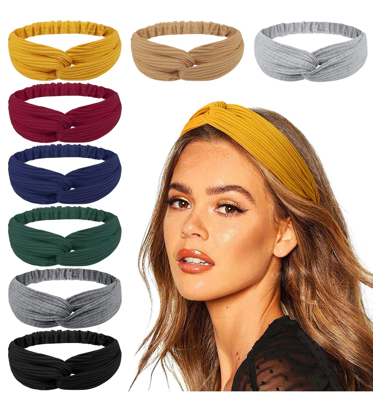 AWUMBUK Non-Slip Headbands for Women - 8 Pack Solid Color Knotted Hair Bands for Yoga and Summer - Hair Accessories for Girls - Buy Online on GoSupps.com