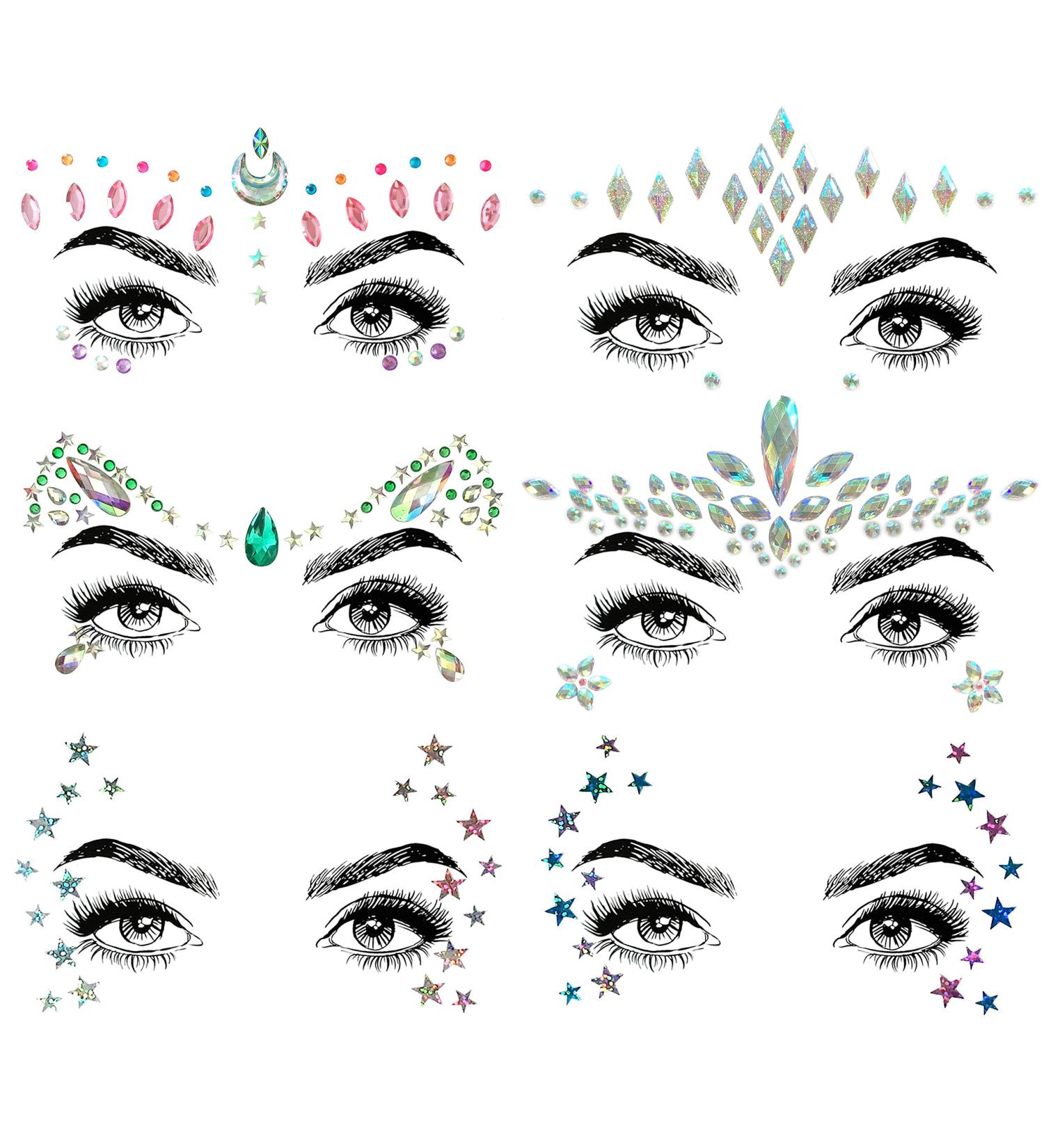 SHINEYES Music Festival Face Jewels Rhinestone Rave Gems - Crystal Birthday Party Stickers & Temporary Tattoos - No.03 - Buy Online on GoSupps.com