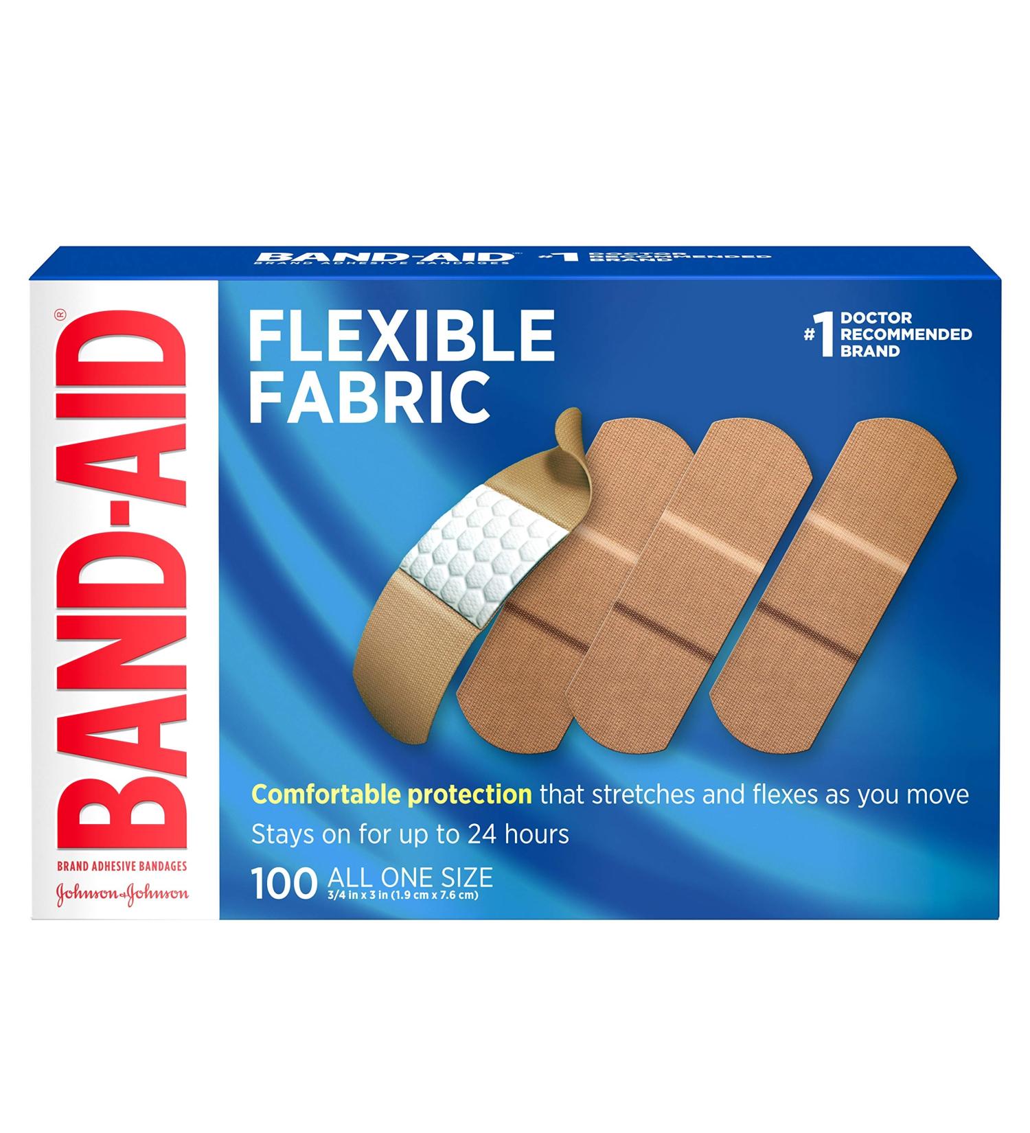 Band-Aid Flexible Fabric Adhesive Bandages 3/4 x 3 100 Ct - Pack of 10 - Adhesive Protection for Wounds - Buy Online on GoSupps.com