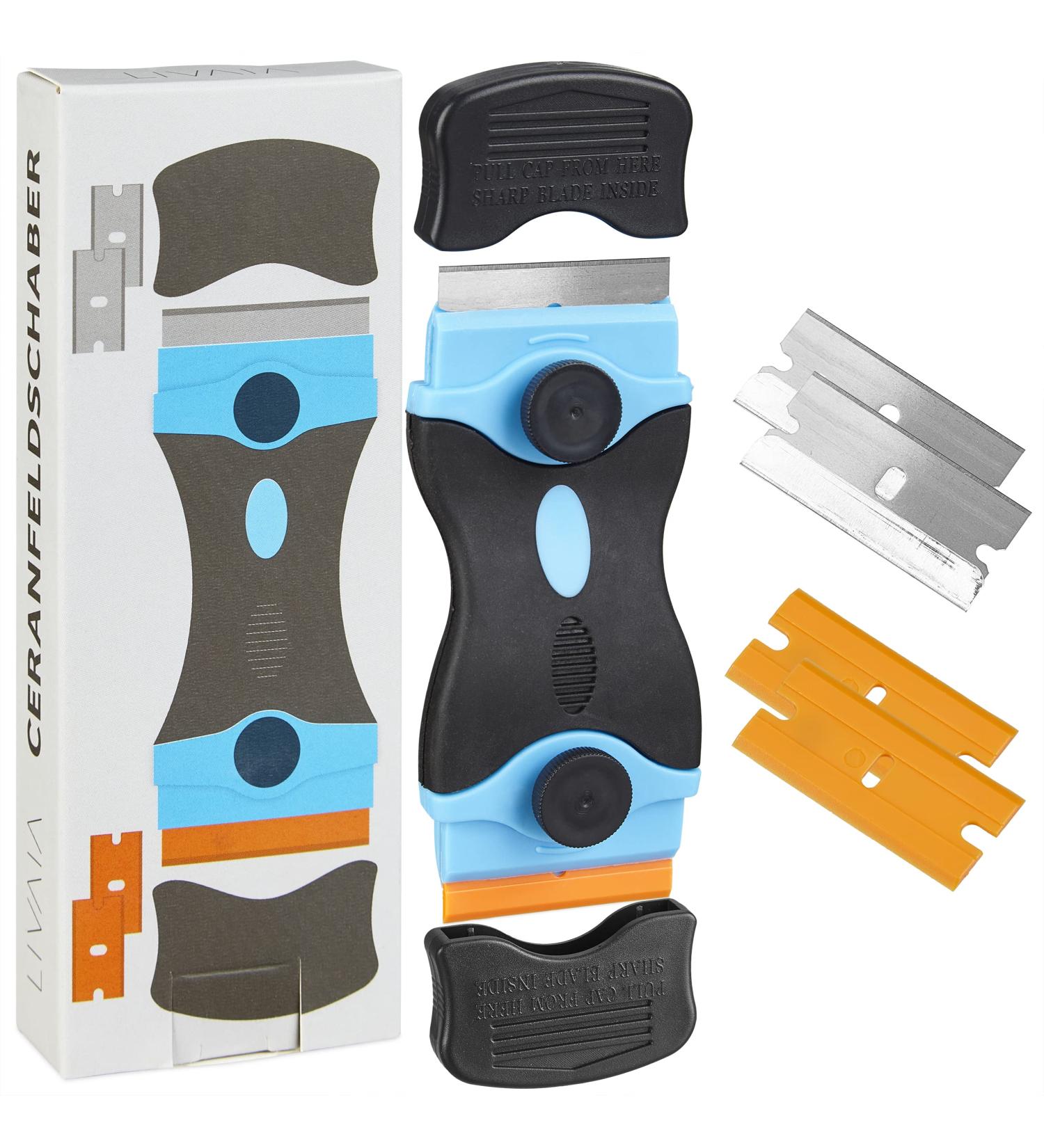 Hob Scraper Tool Set - Glass & Induction Stove Cleaner with 6 Blades - Stainless Steel & Plastic Blades - LIVAIA Cooktop Cleaner - Buy Online on GoSupps.com