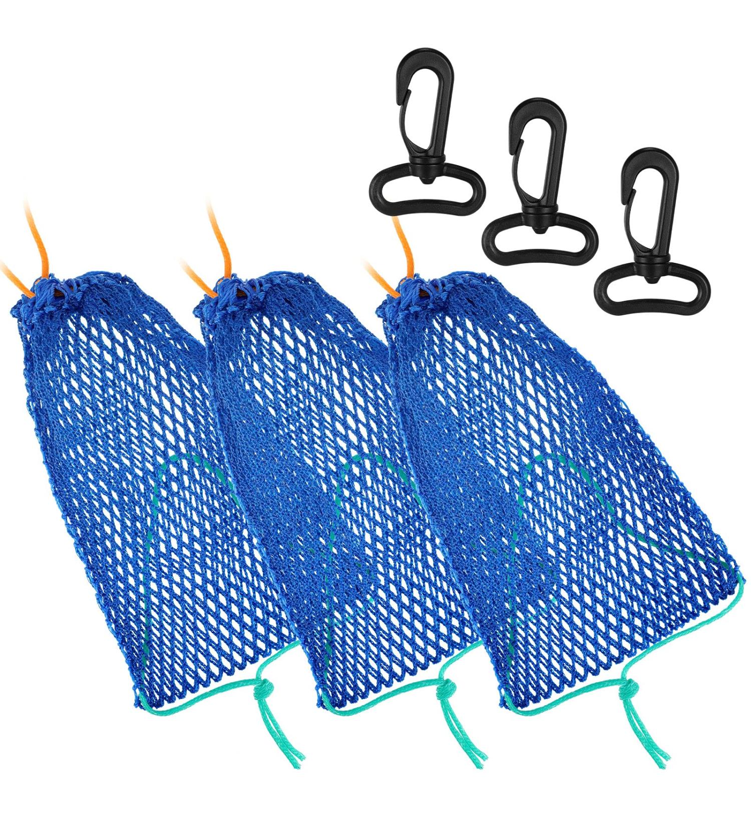 3-Piece Crab Trap Bait Bags Set with Rubber Locker - Outdoor Sports Fishing Gear - Buy Online on GoSupps.com