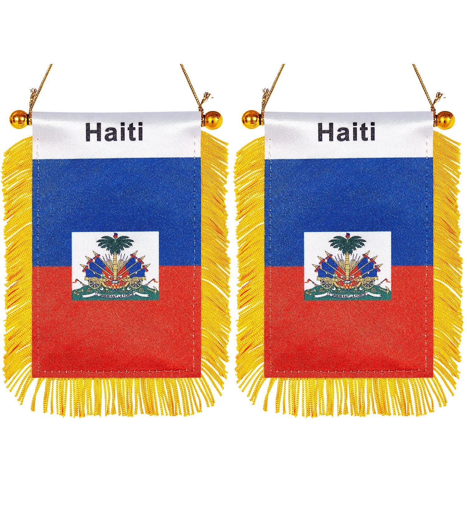 Haiti Window Hanging Flag - Mini Car Flags Set with Suction Cup (2 Pack) - Buy Online on GoSupps.com