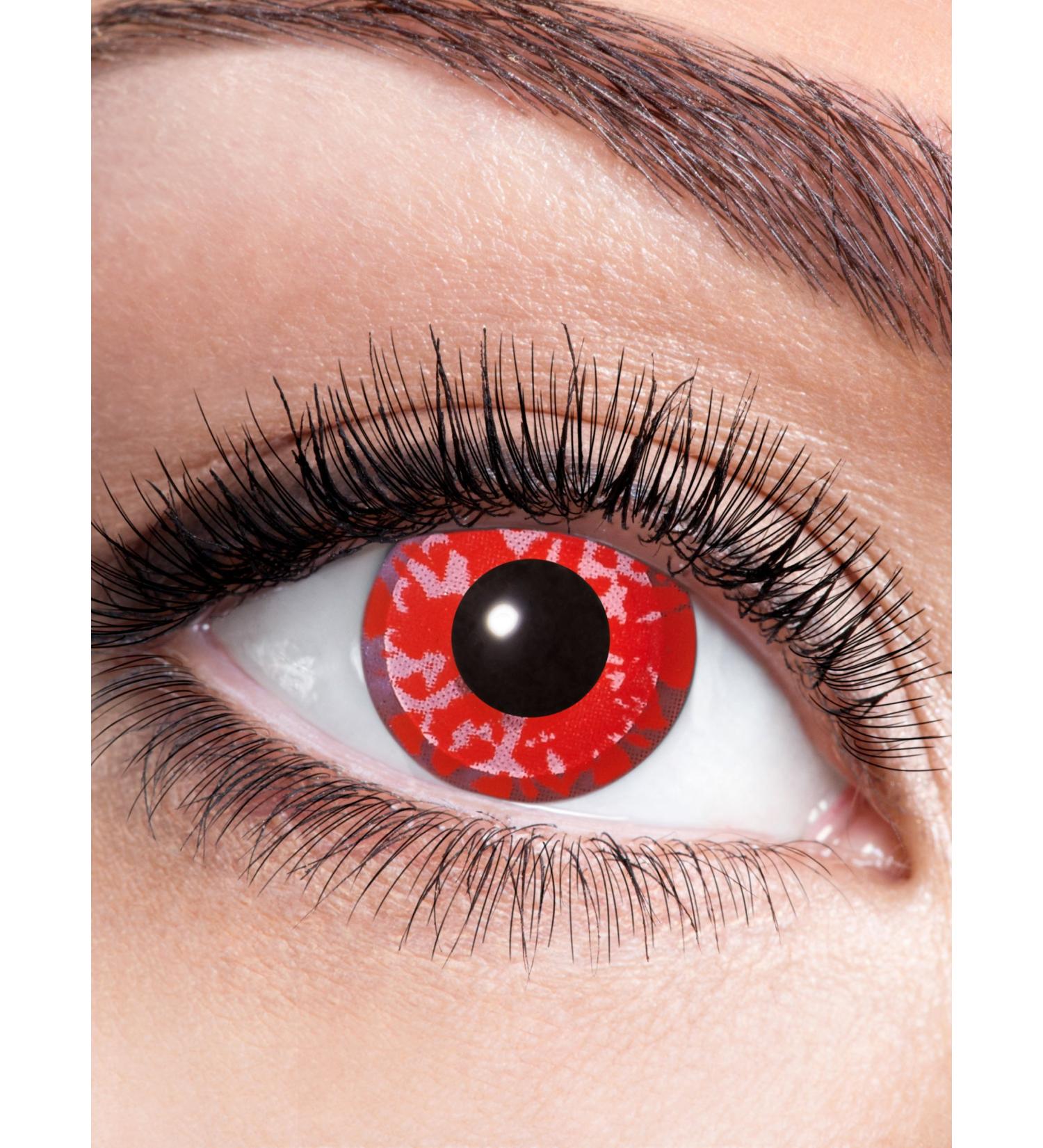 Eyecatcher 84063141-650 - Colored contact lenses 1 pair for 12 months red carnival Mardi Gras Halloween red flower
