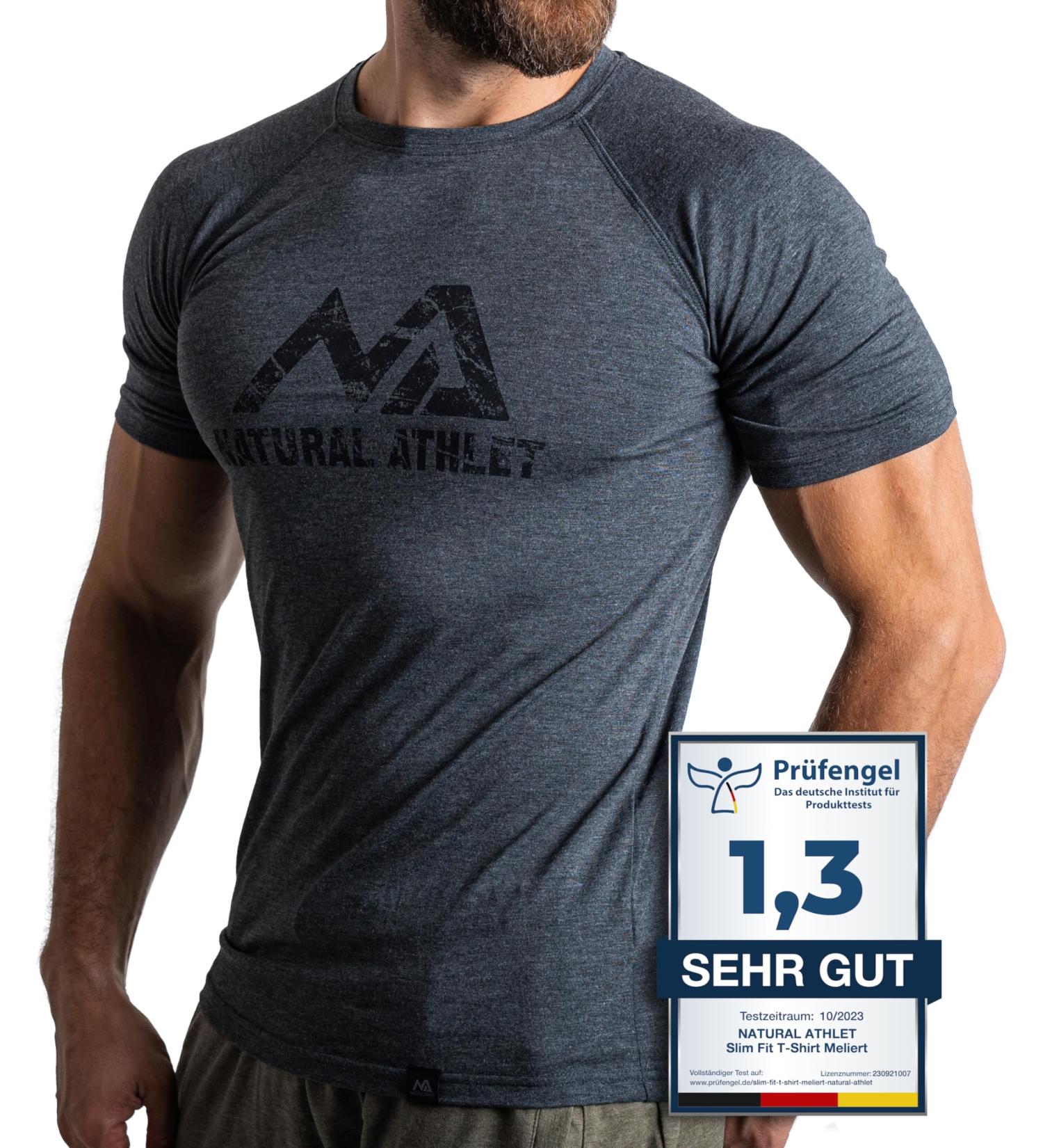 Natural Athlete Slim-Fit Men's Quick-Drying Fitness T-Shirt - Anthracite | Perfect for Gym Bodybuilding & Sports - Buy Online on GoSupps.com