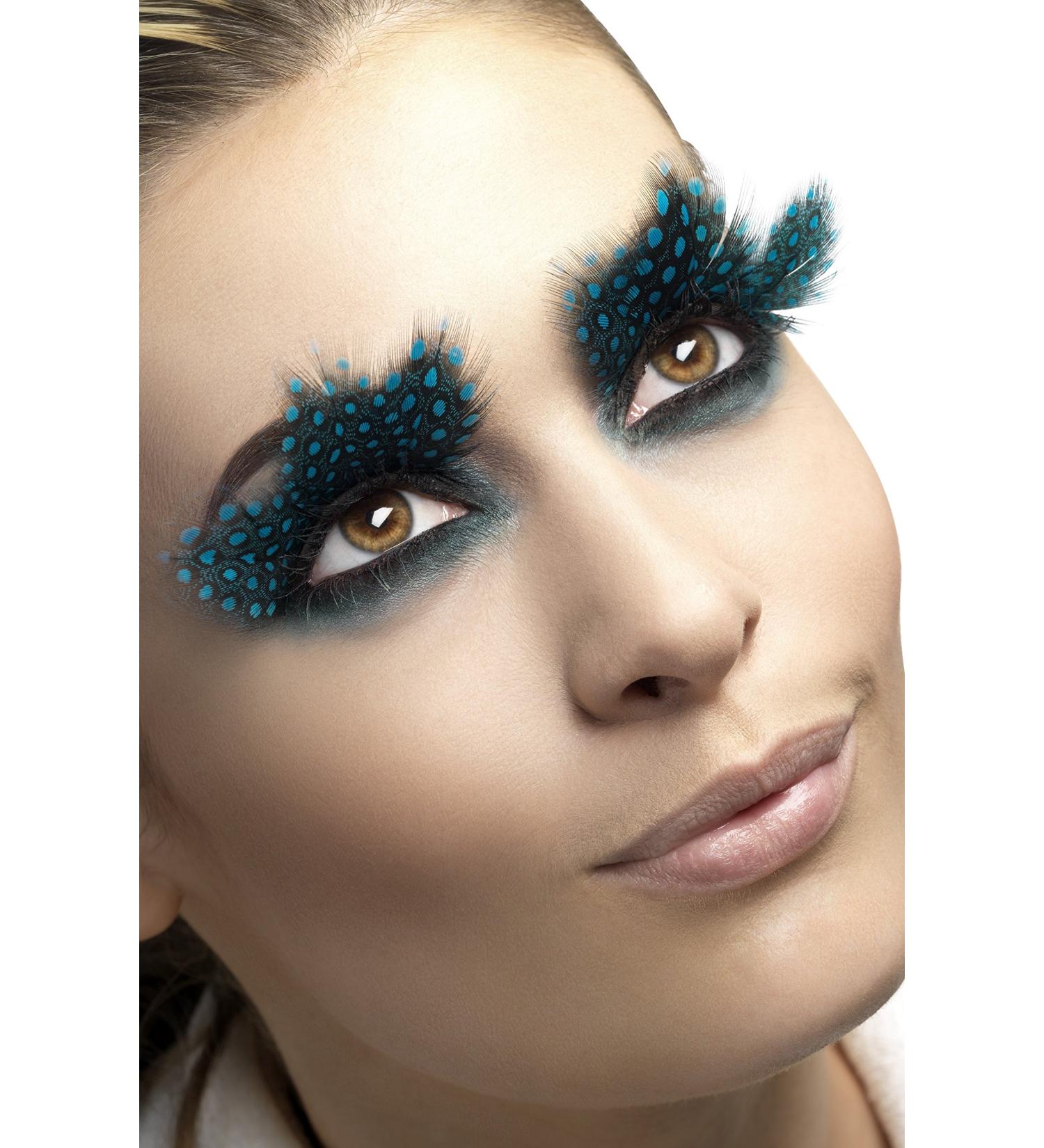 Eyelashes Large Feather with Aqua Dots OS