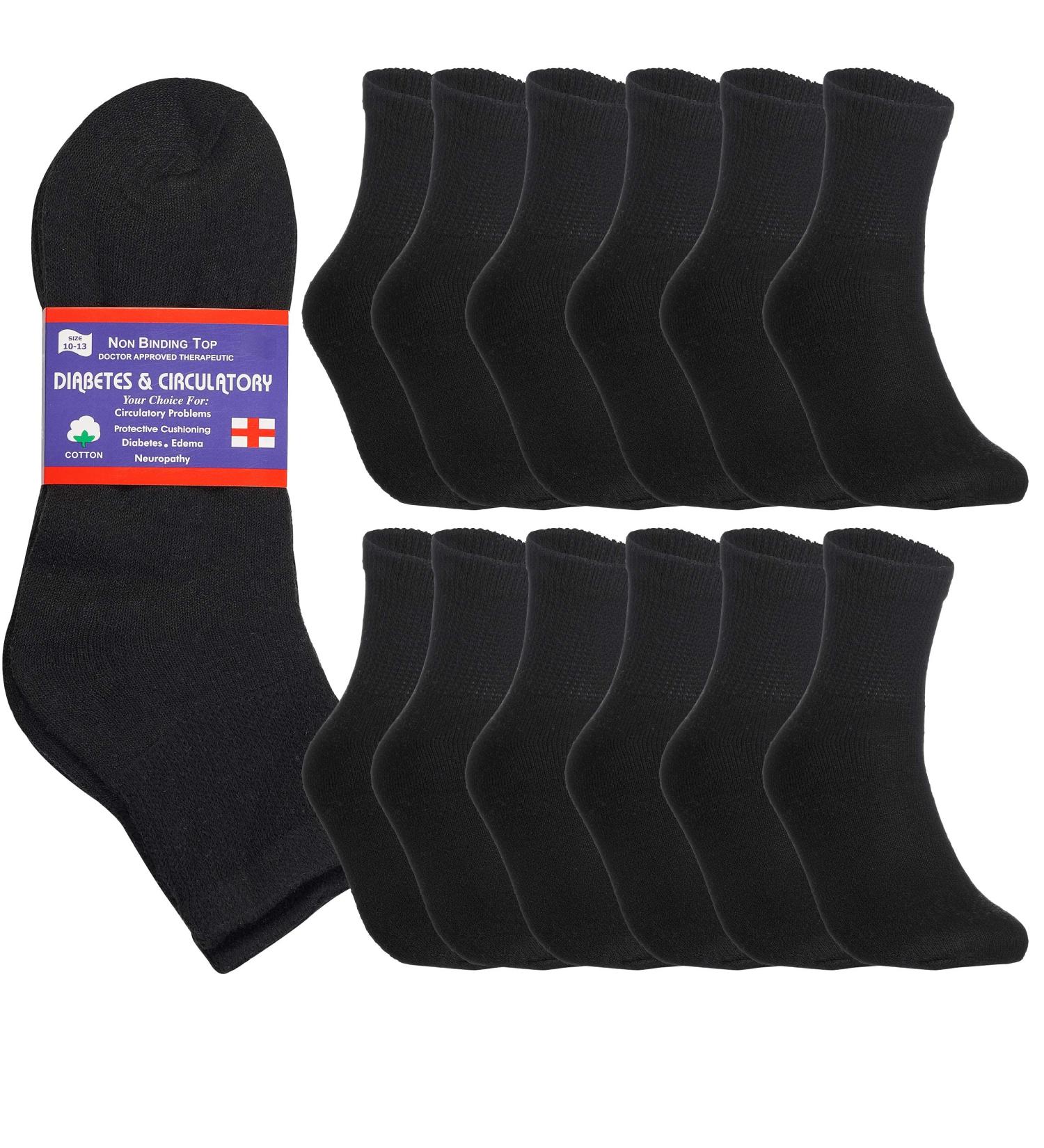 Special Essentials Men's Diabetic Ankle Socks 12-Pack - X-Large Black/Grey/White - Buy Online on GoSupps.com