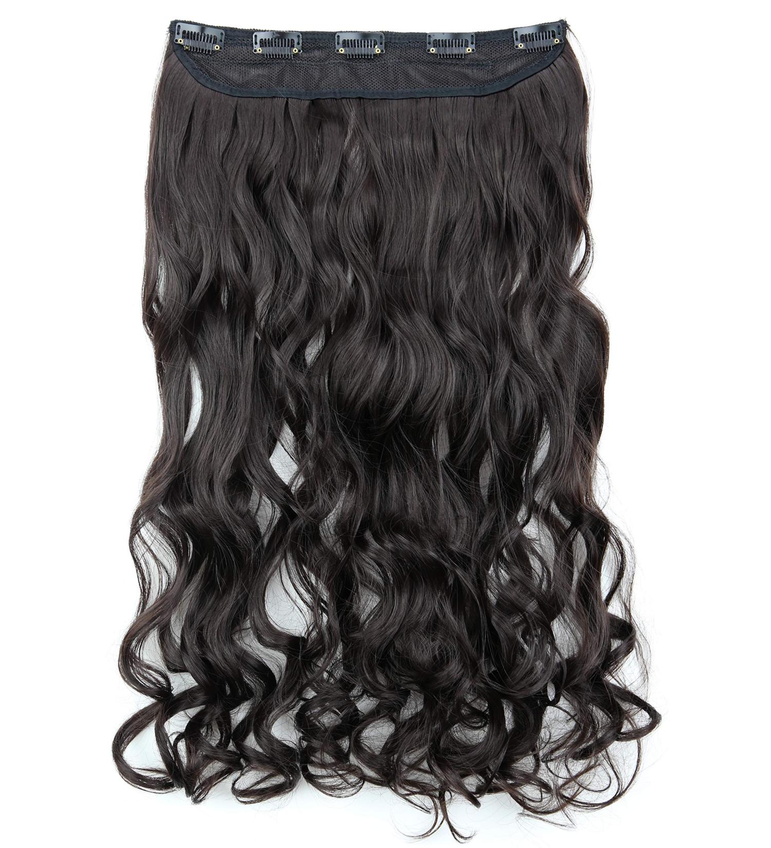 CAISHA 40cm Clip In Hair Extensions - Wavy Chocolate Brown Hairpiece | Premium Quality C52-1 - Buy Online on GoSupps.com
