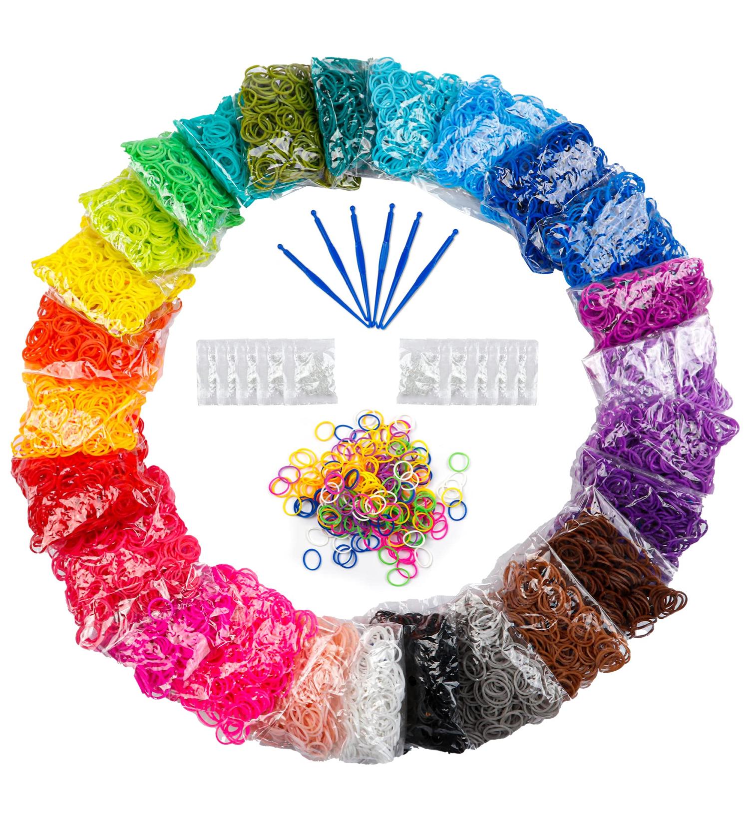 12730+ Loom Rubber Bands Refill Kit with 26 Colors, 500 Clips, 6 Hooks - Premium Bracelet Making Set for Kids - DIY Crafting Gift - Buy Online on GoSupps.com