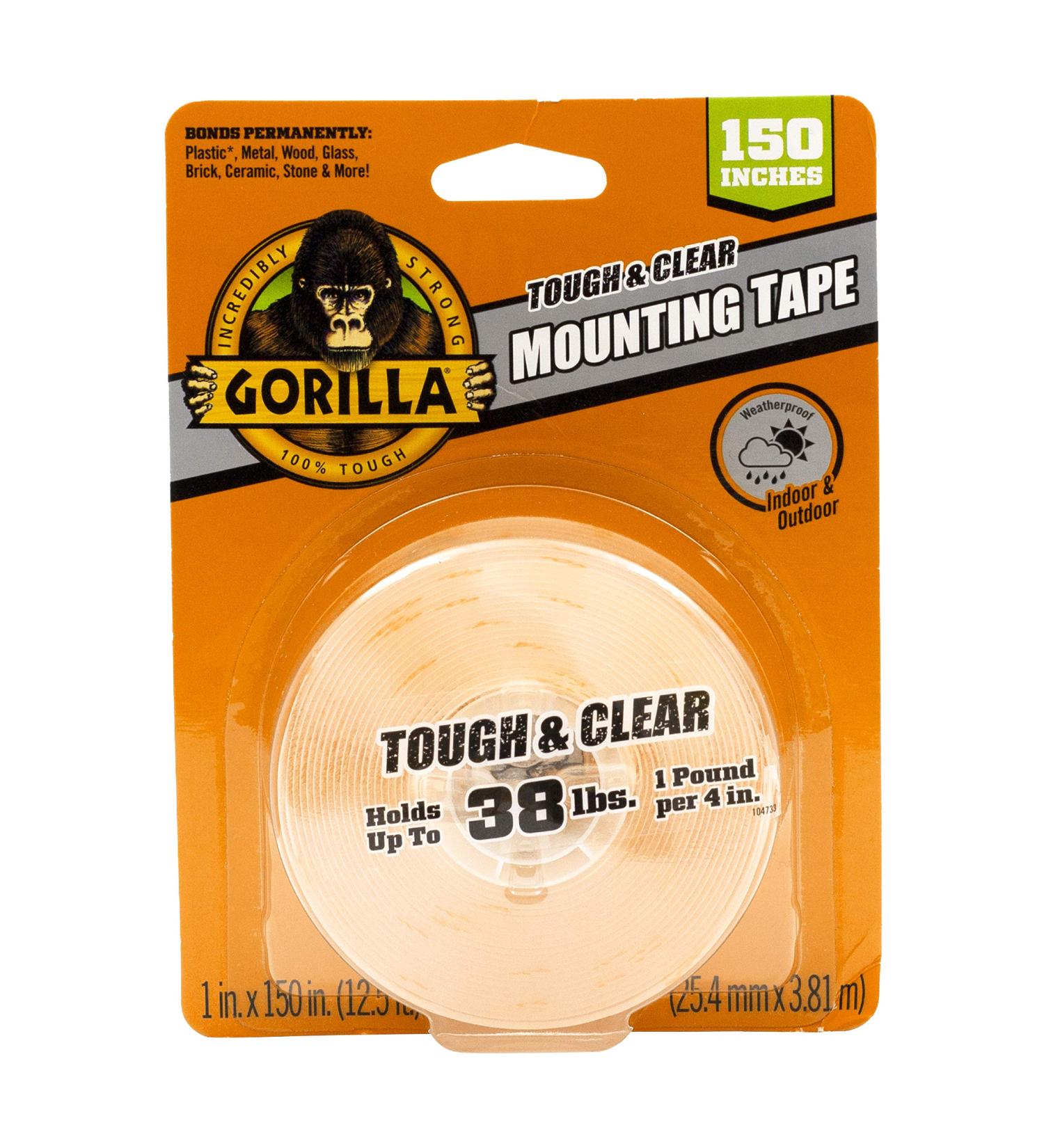 Gorilla Tough & Clear Double Sided Adhesive Mounting Tape  Extra Large  1 x 150  Clear  (Pack of 1) 1 - Pack - Buy Online on GoSupps.com