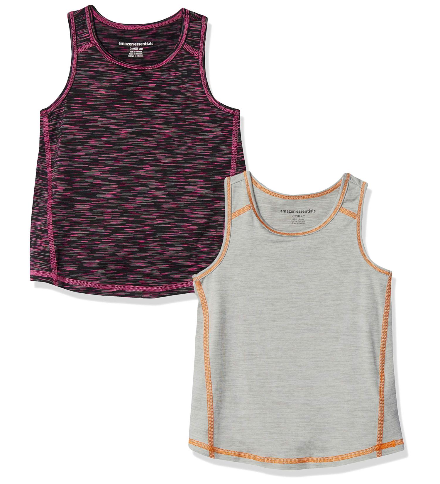 Amazon Essentials Girls/Toddlers' Active Tank 2-Pack, X-Small, Black/Light Grey Space Dye - Buy Online on GoSupps.com