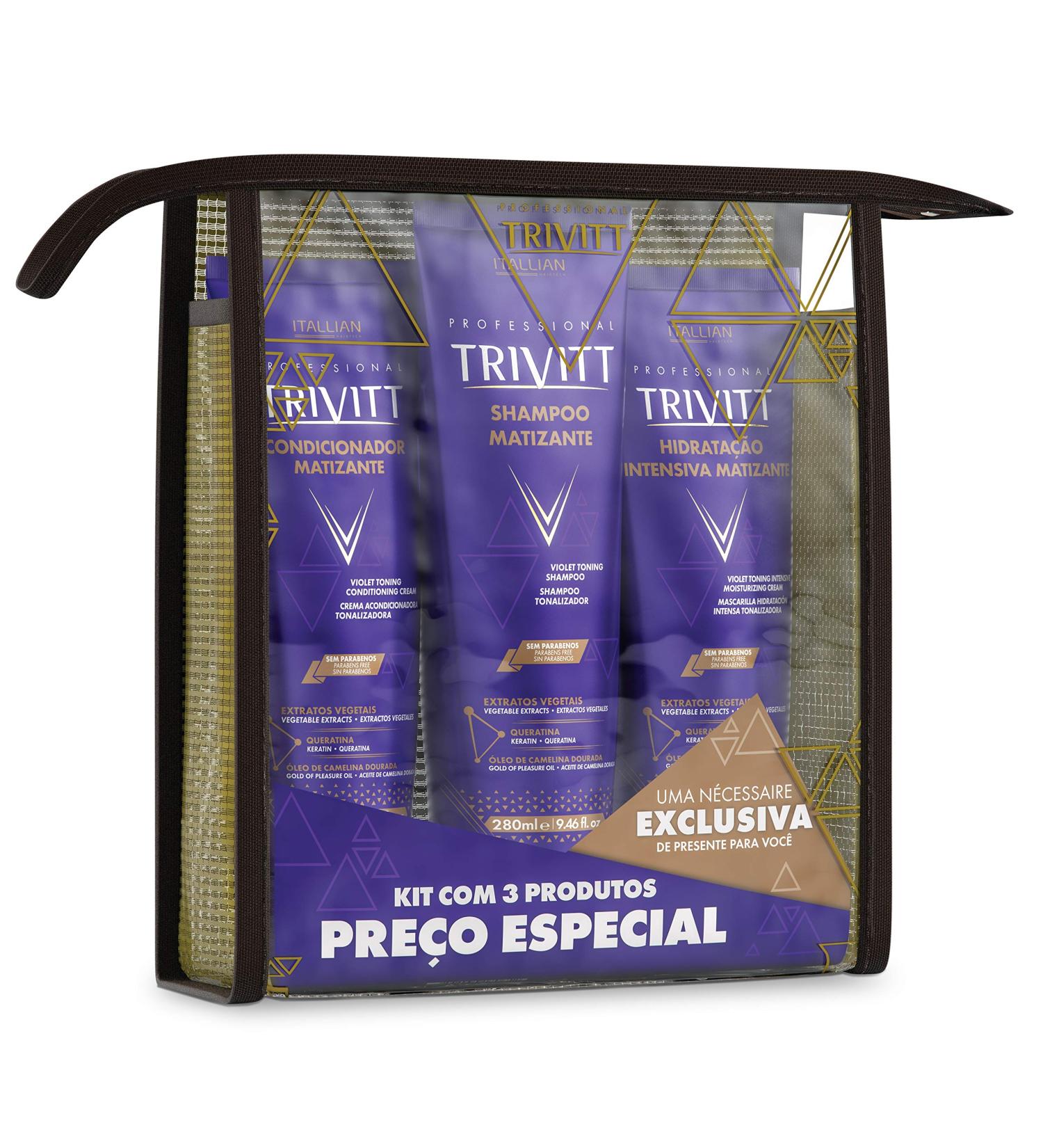 3 Piece Violet Toning Kit for Blonde Hair | Trivitt by Itallian Hairtech - Shampoo Conditioner & Moisturizing Cream for Advanced Hydration & Repair - International Shipping Available - Buy Online on GoSupps.com