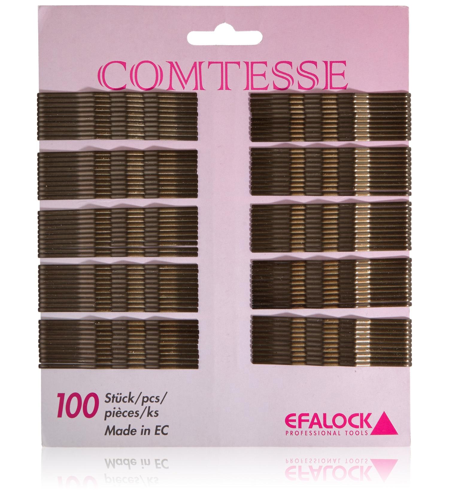 Efalock Professional Comtesse Wavy Hair Clips - Brown 7 cm | 100 Pieces Per Pack - Perfect for Salon & Home - Buy Online on GoSupps.com