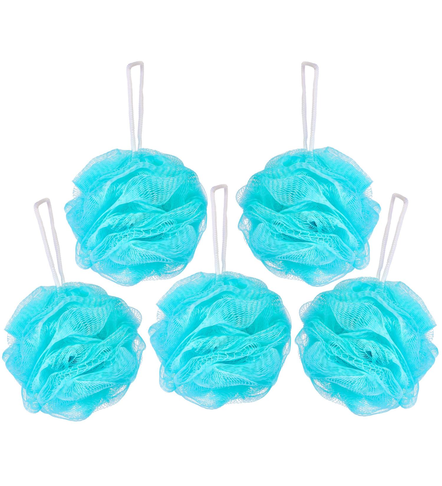 BRUBAKER Cosmetics 5x Peeling & Massage Bath Sponge - Light Blue Shower Sponge with Hanger | Luxury Exfoliating Body Care - Buy Online on GoSupps.com