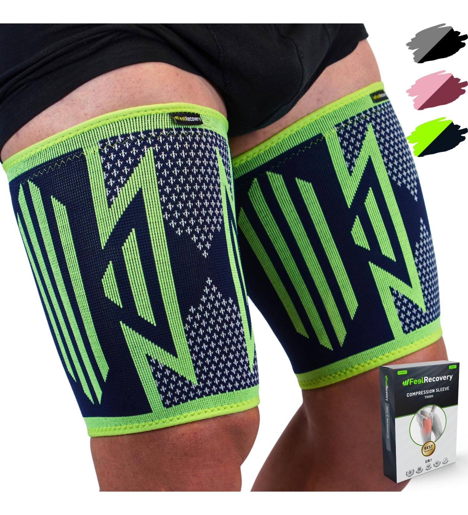 FEEL RECOVERY 2 Compression Bandage for Men & Women | Thigh Support for Knee Tendon Quad Groin Pain Relief | Breathable & Non-Slip Design - Buy Online on GoSupps.com