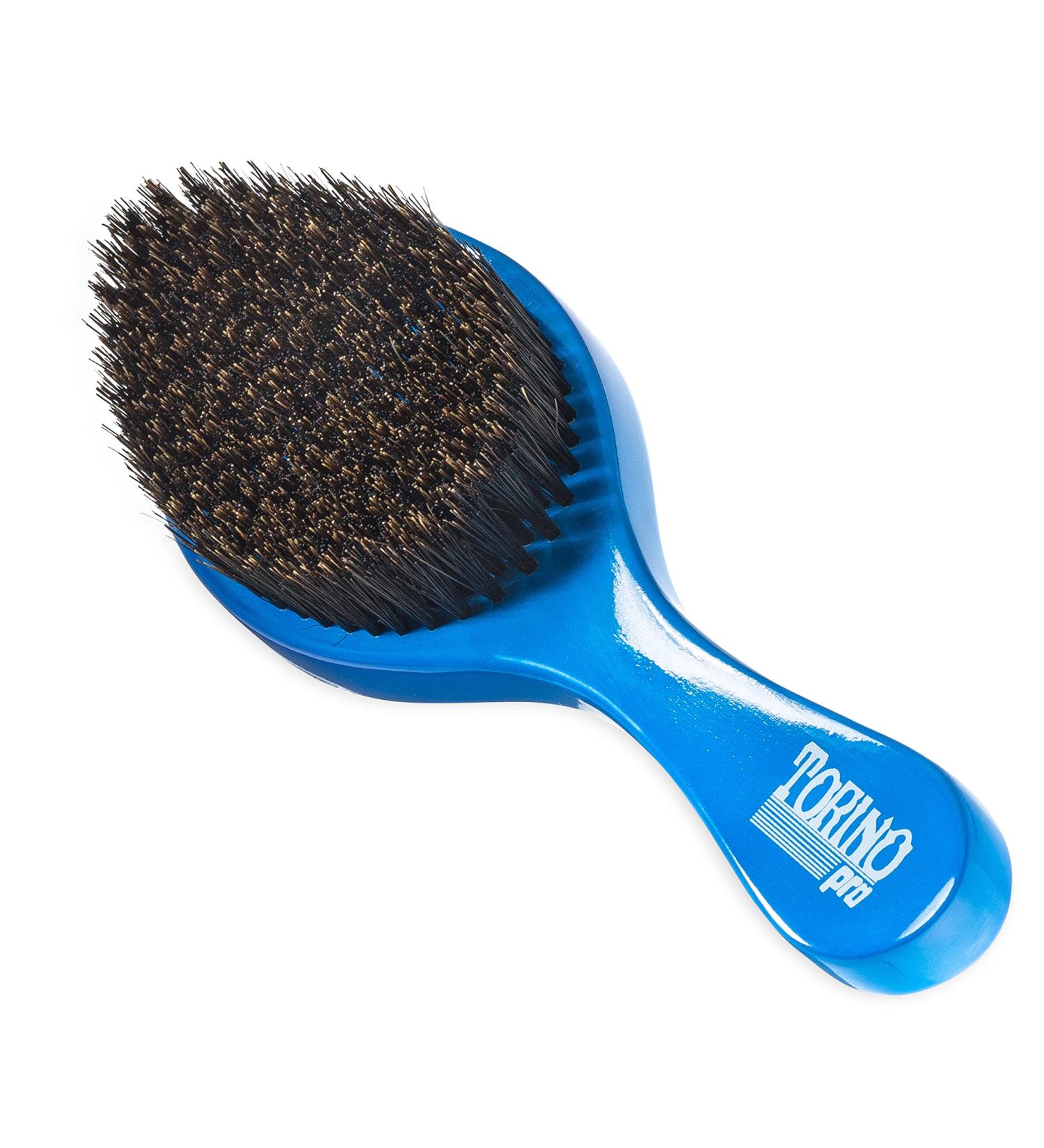 Torino Pro 350 Wave Brush by Brush King - Medium Curve Waves Brush with 100% Boar Bristles - True Texture for 360 Waves - Blue, 1 Count - Buy Online on GoSupps.com