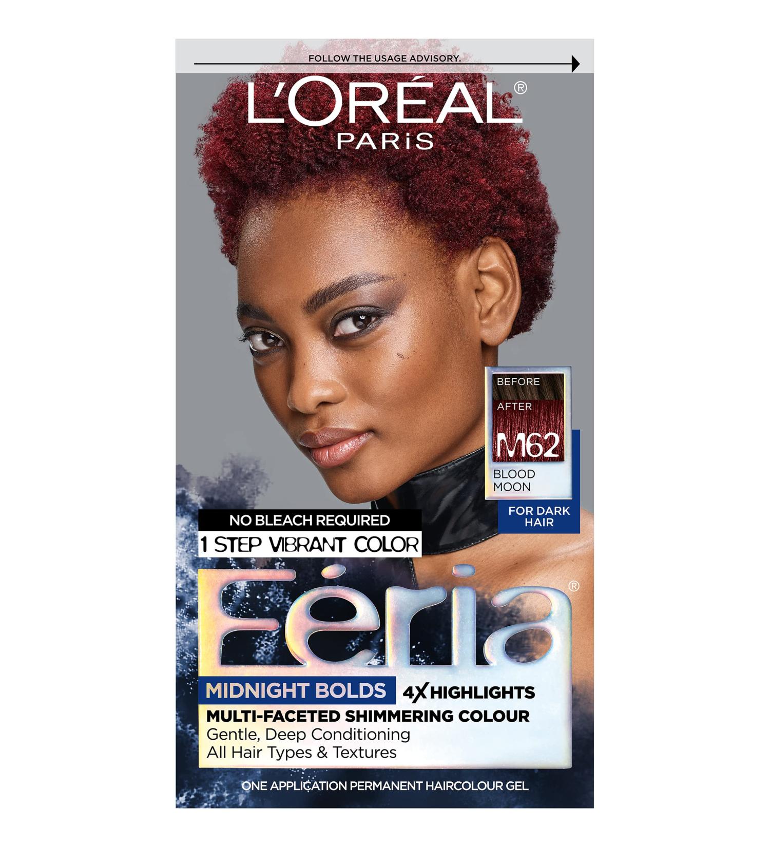 L'Oreal Paris Feria Midnight Bold Hair Color Kit - Blood Moon, No Bleach - Pack of 1 - Buy Online on GoSupps.com