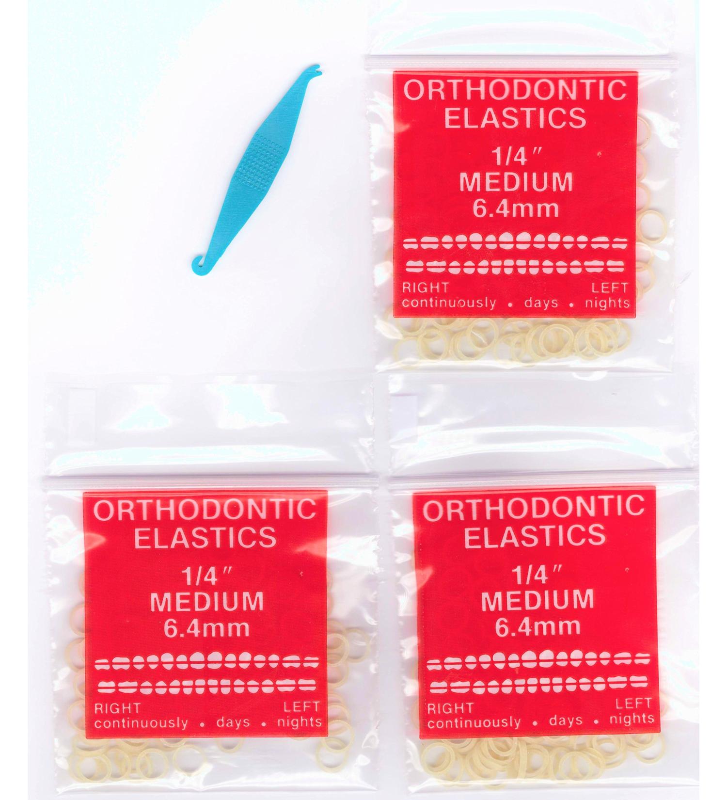 300 Pack 1/4 inch Orthodontic Elastic Rubber Bands - Medium Force - for Bows, Dreadlocks, Braids - Includes FREE Elastic Placer - Buy Online on GoSupps.com