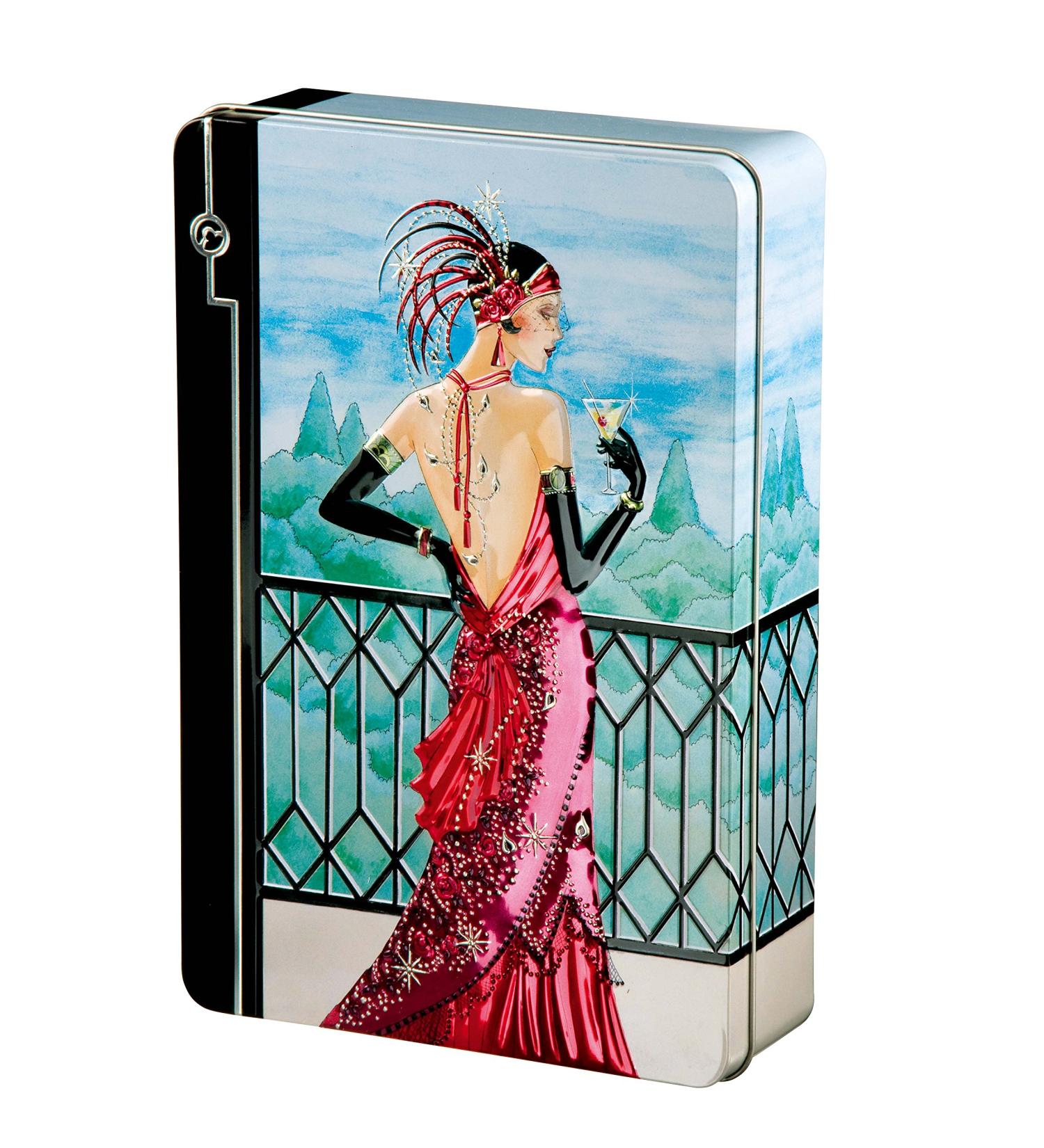 Churchill's Confectionery - Scarlet Art Deco Tin 300g Belgian Chocolate Biscuits Multicolour