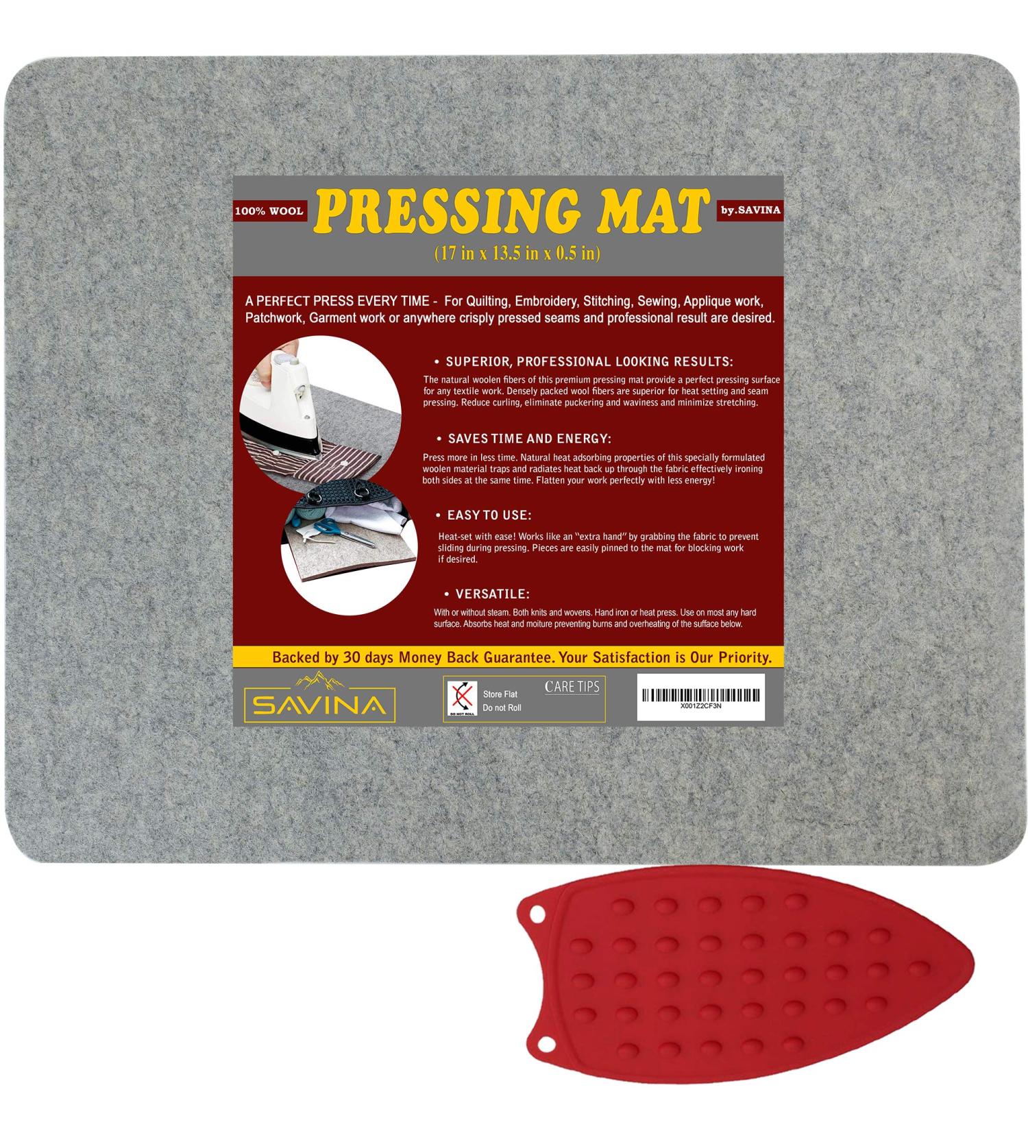 Wool Pressing Mat - 17 x 13.5 Quilting Ironing Pad by Savina - 100% New Zealand Wool for Quilters - Ideal for Sewing Projects - 14in x 17in - Buy Online on GoSupps.com