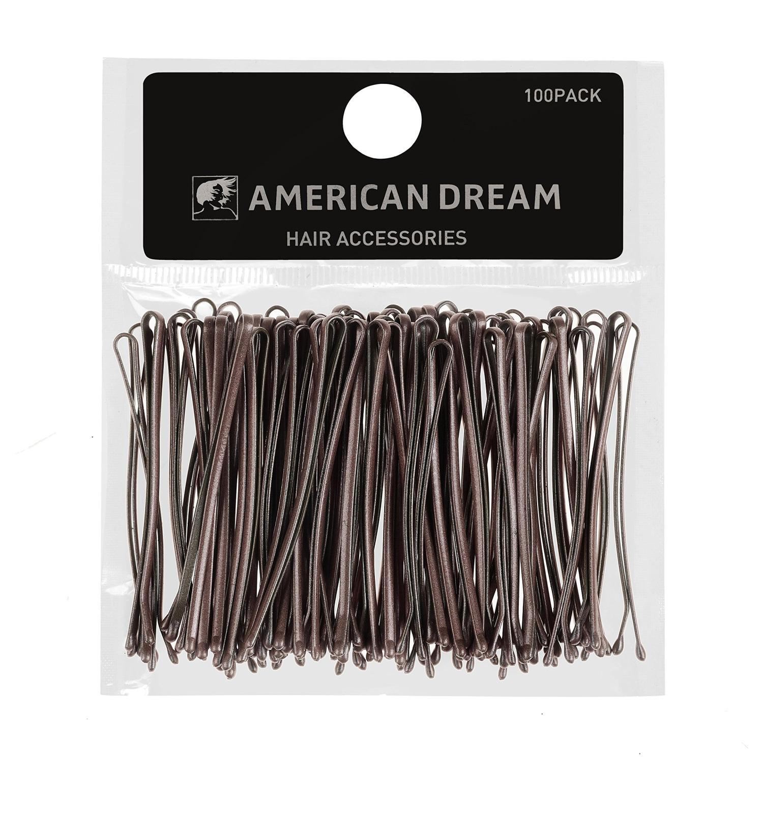 AMERICAN DREAM Pack of 100 x hairpins - brown - straight - 2 inch / 5 cm length 1 pack (1 x 68 g)
