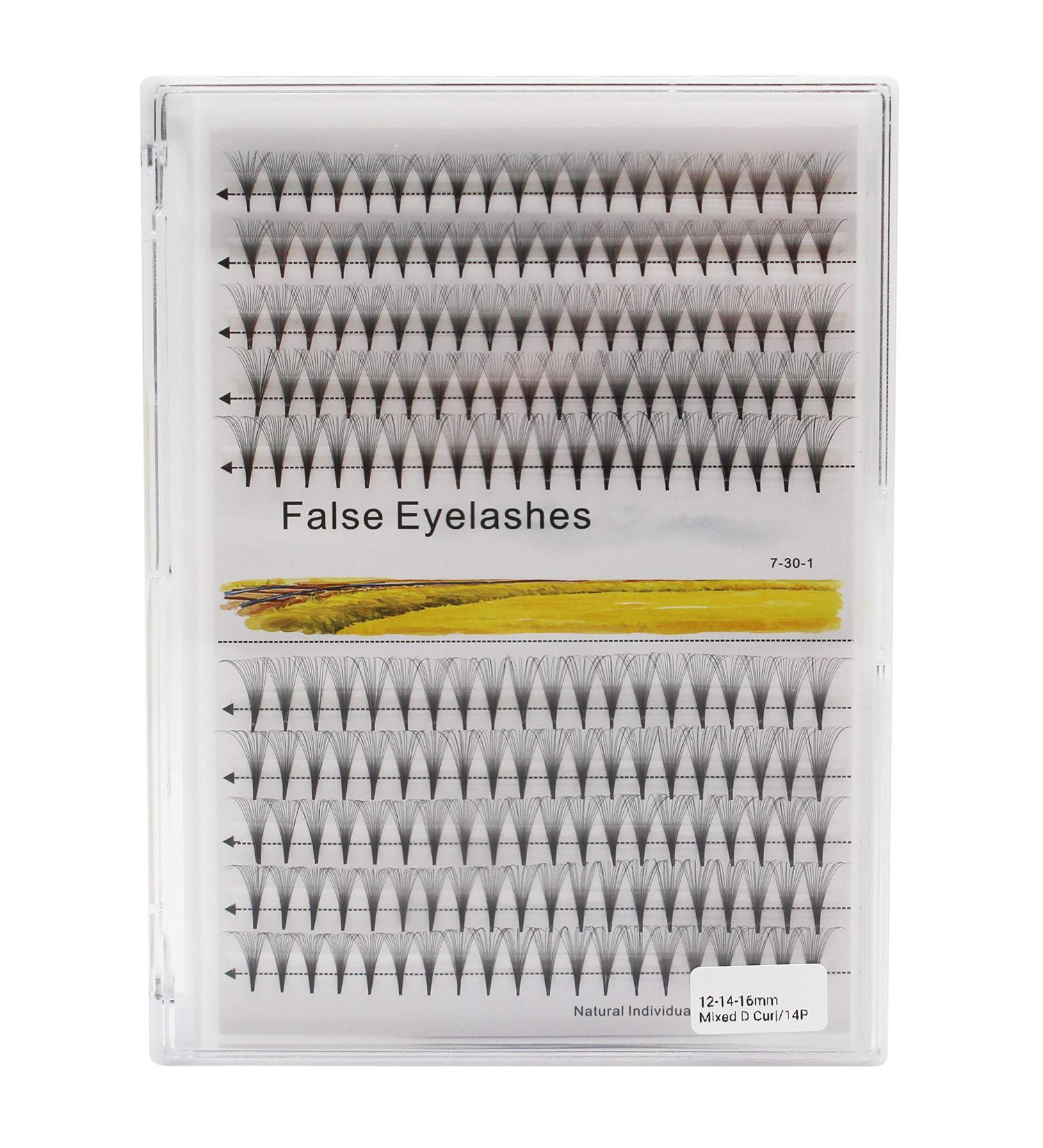 Buy Large Tray-Dedila Long Stem 14D Natural False Eyelashes - Mixed Lengths 8-14mm | Premade Volume Lash Extensions for Stunning Eye Looks - Buy Online on GoSupps.com