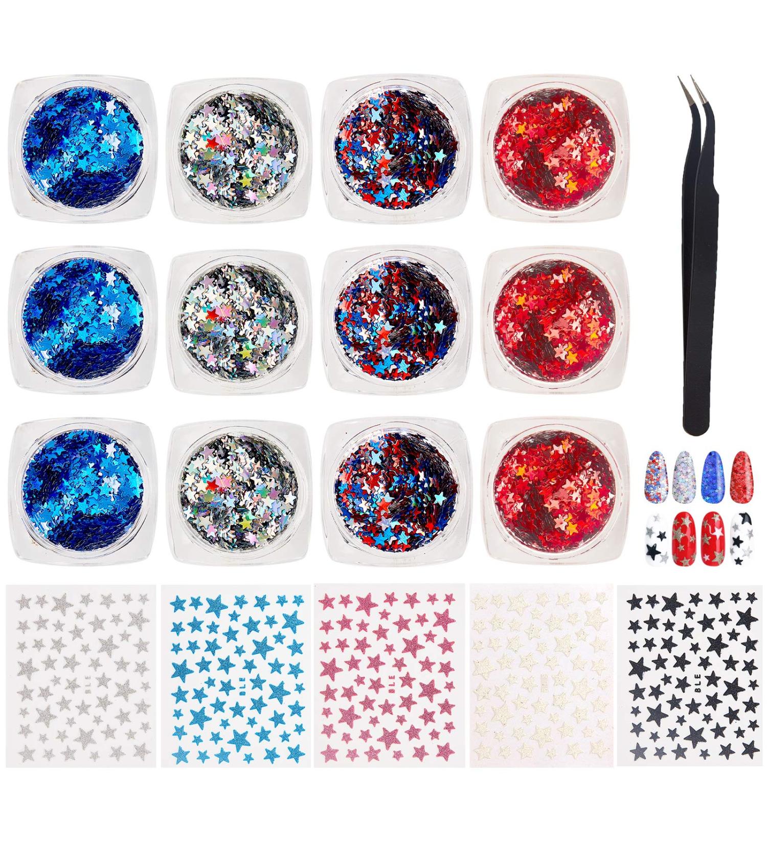 NICENEEDED 12 Boxes Holographic Star Nail Sequins Nail Art Glitter Flakes Sparkles Ultra-Thin Christmas Patterns Glitter Sticker Decals Nail Art Set With Nail Art Stickers For Nail Art Decoration - Buy Online on GoSupps.com