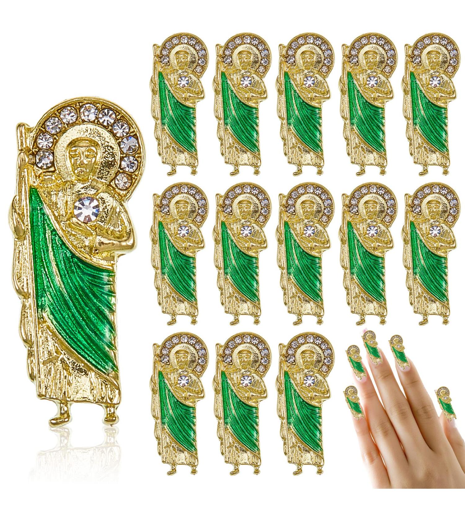 20 Pcs San Judas Nail Charm - Christian 3D Shiny Rhinestone Gems for Nail Art Decoration - Buy Online on GoSupps.com